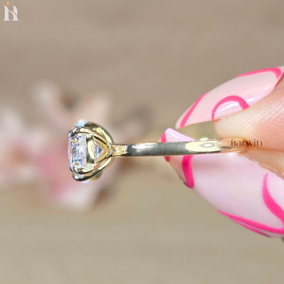 Oval & Round  Moissanite Toi Et Moi Two Stone prong set Engagement Unique Bridal Gift