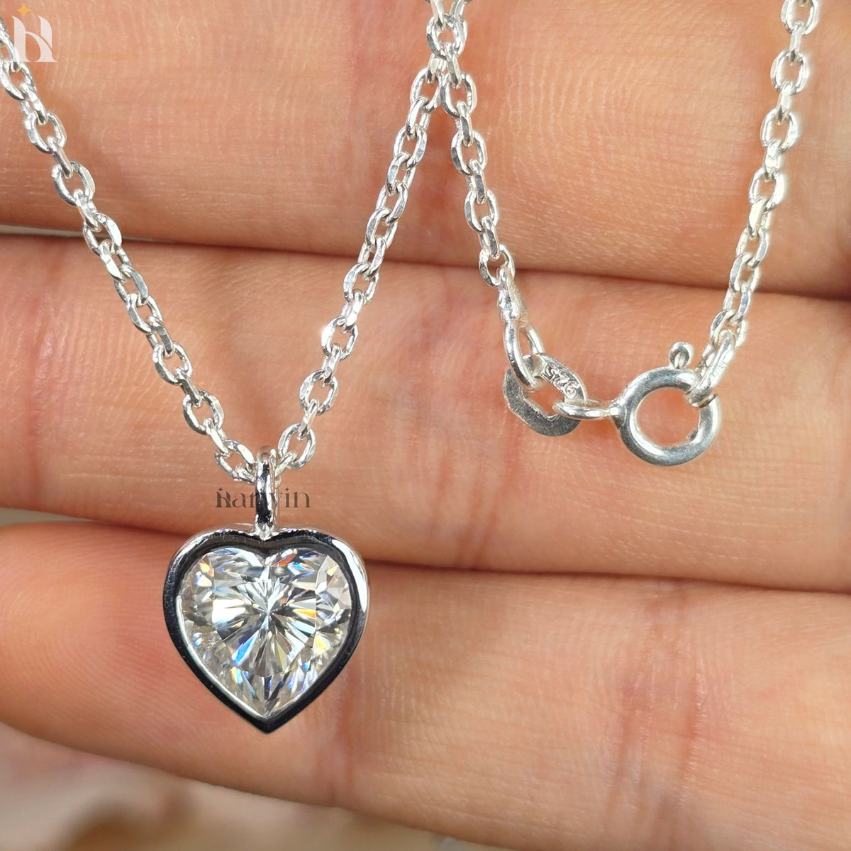 3CT Heart Cut Moissanite Diamond Pendant, 14K Solid Yellow Bezel Set Neckless