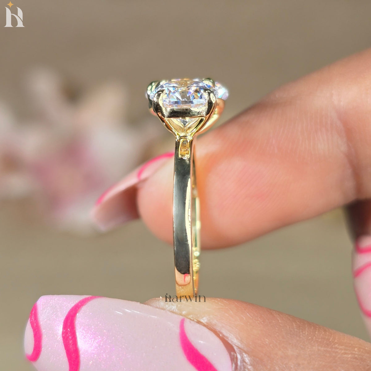 Oval & Round  Moissanite Toi Et Moi Two Stone prong set Engagement Unique Bridal Gift