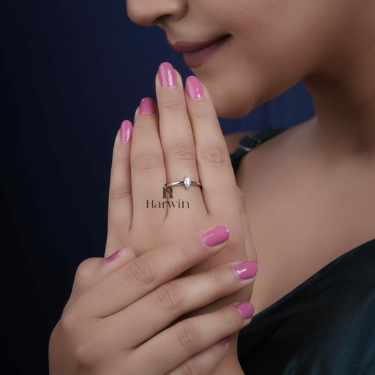 2-Prongs Marquise Moissanite Ring