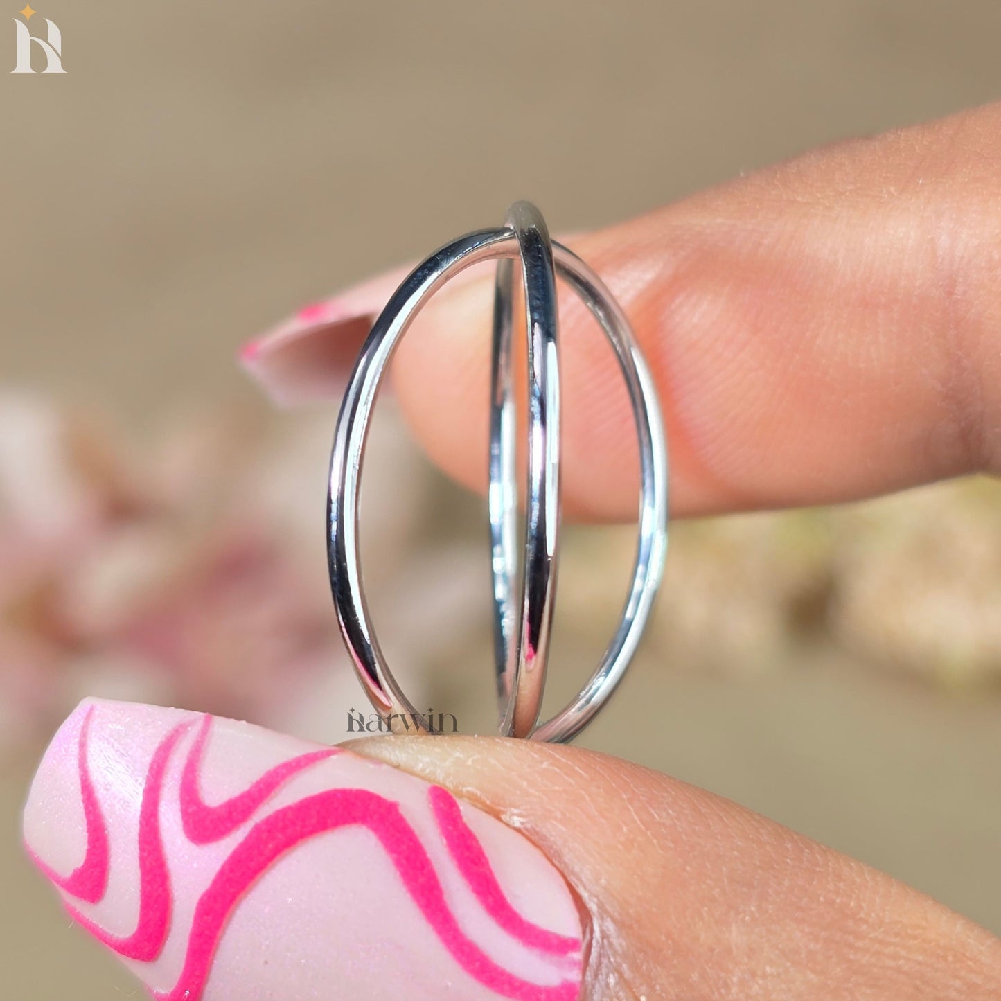 Criss Cross X Ring in Double Dainty Minimalist Crossover Ring