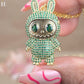 Green CZ Diamond Teddy Bear Pendant | Sterling Silver Hip Hop Necklace