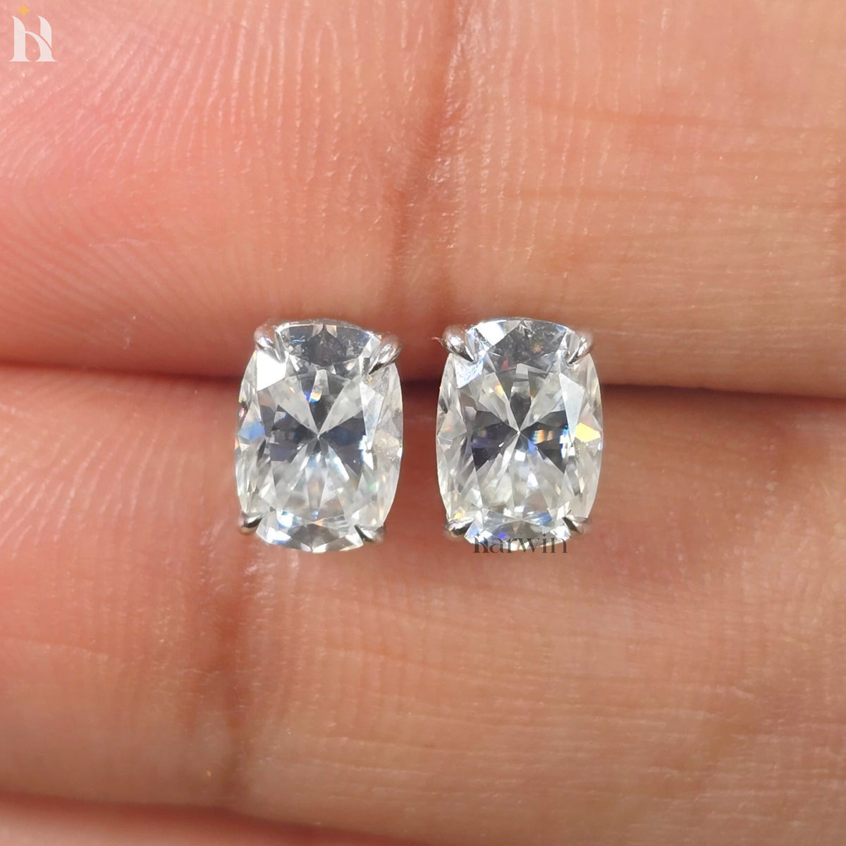 Sparking Cushion Moissanite Solitaire Stud Earrings, Everyday Elegance, Bridal Jewelry Gift for Her