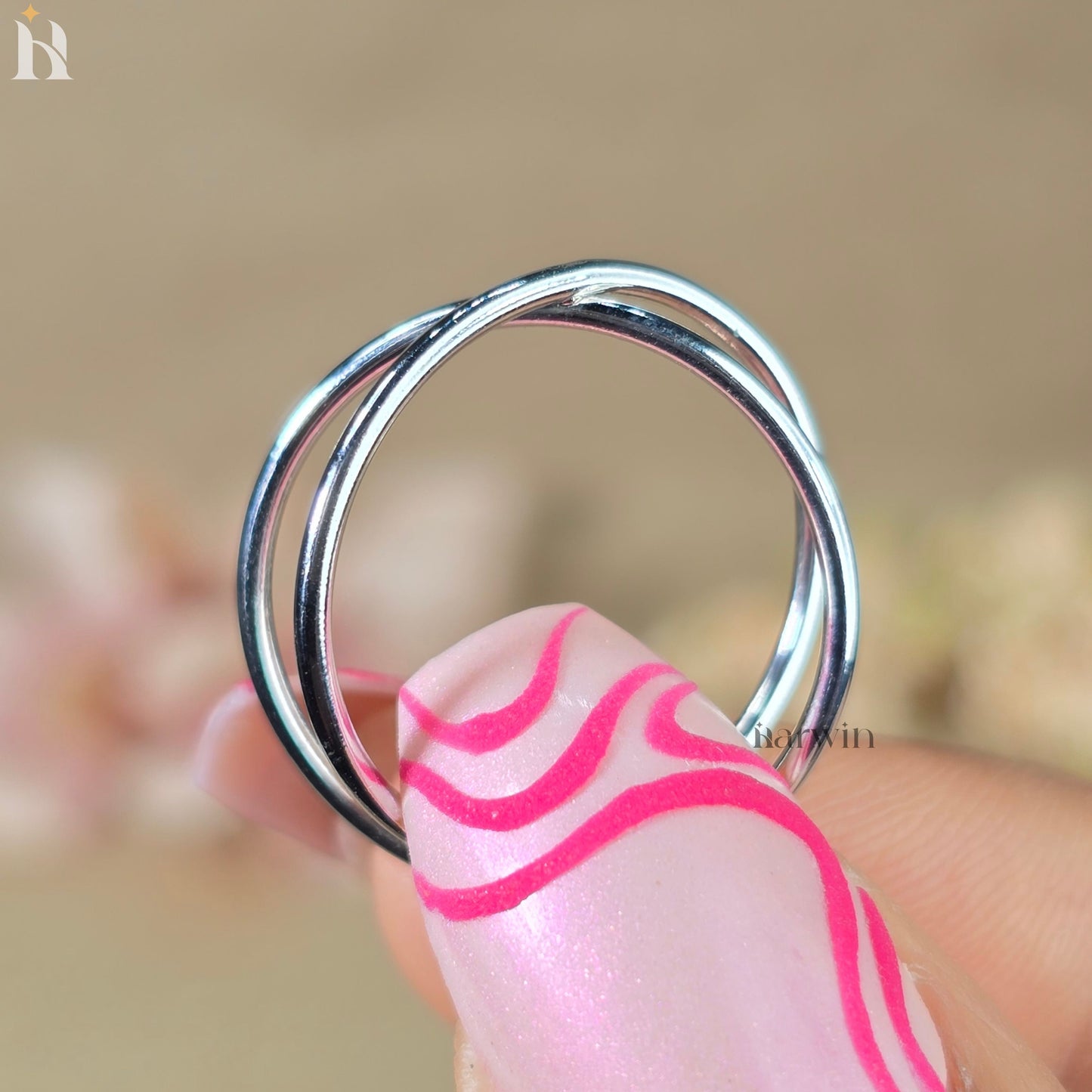 Criss Cross X Ring in Double Dainty Minimalist Crossover Ring