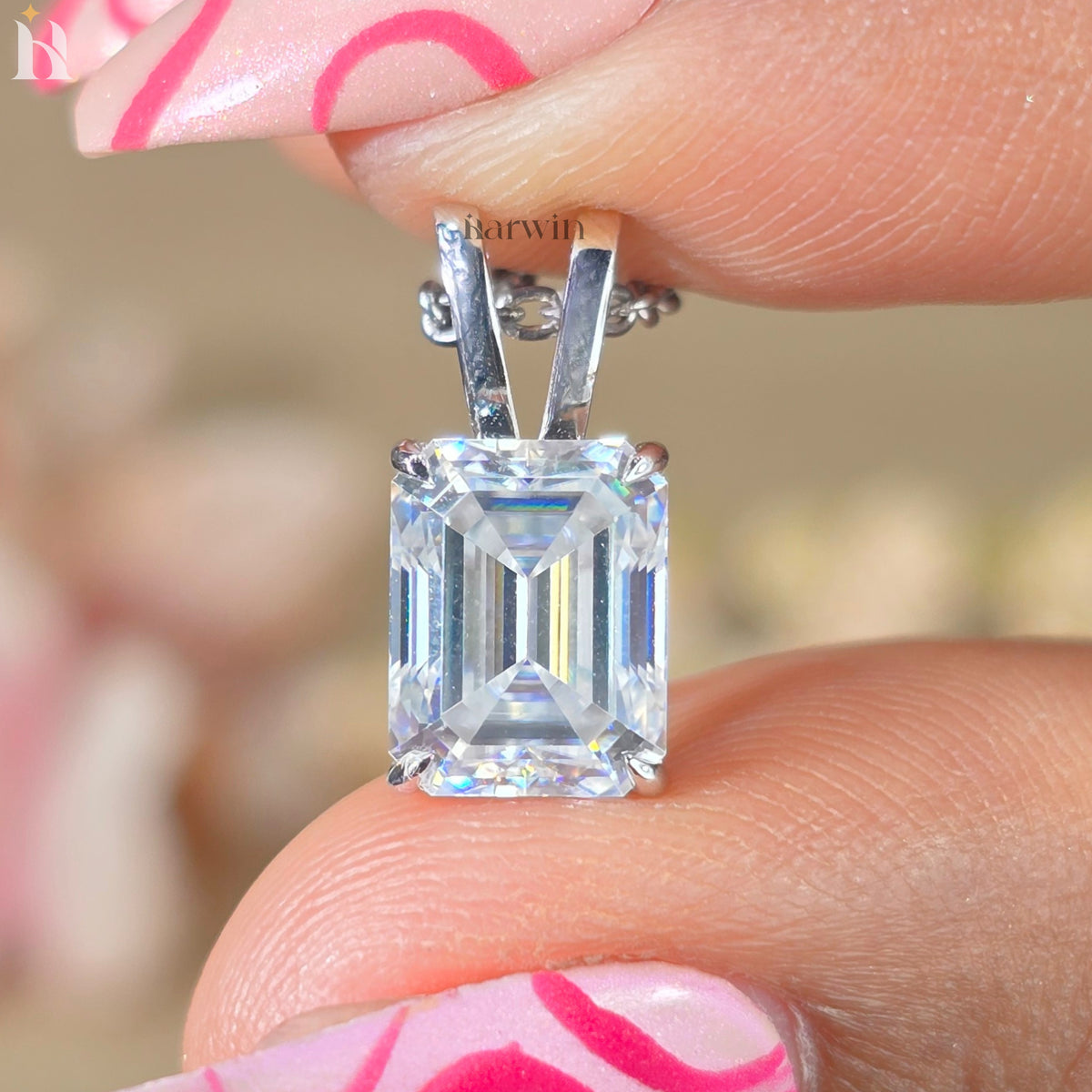 2.5CT Emerald Cut Pendant Necklace For Women Gifted Item For Her