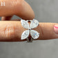 Butterfly Moissanite Diamond Ring, 14K White Gold, Marquise & Pear Cut, Unique Women’s Engagement