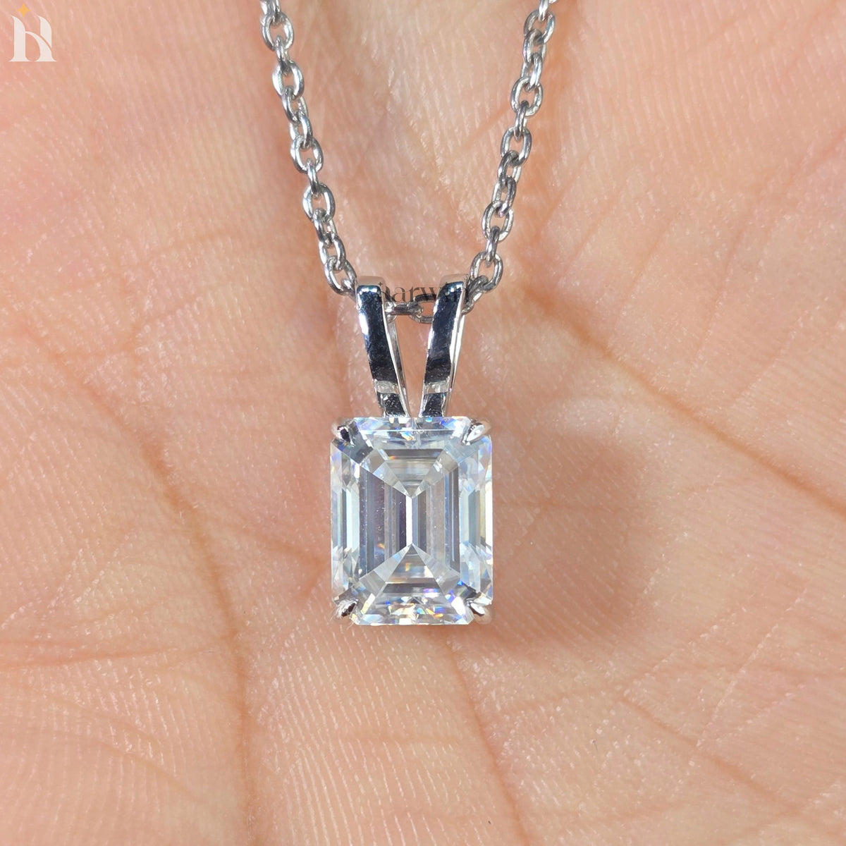 2.5CT Emerald Cut Pendant Necklace For Women Gifted Item For Her