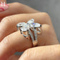 Butterfly Moissanite Diamond Ring, 14K White Gold, Marquise & Pear Cut, Unique Women’s Engagement