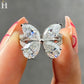 Butterfly Moissanite Diamond Ring, 14K White Gold, Marquise & Pear Cut, Unique Women’s Engagement