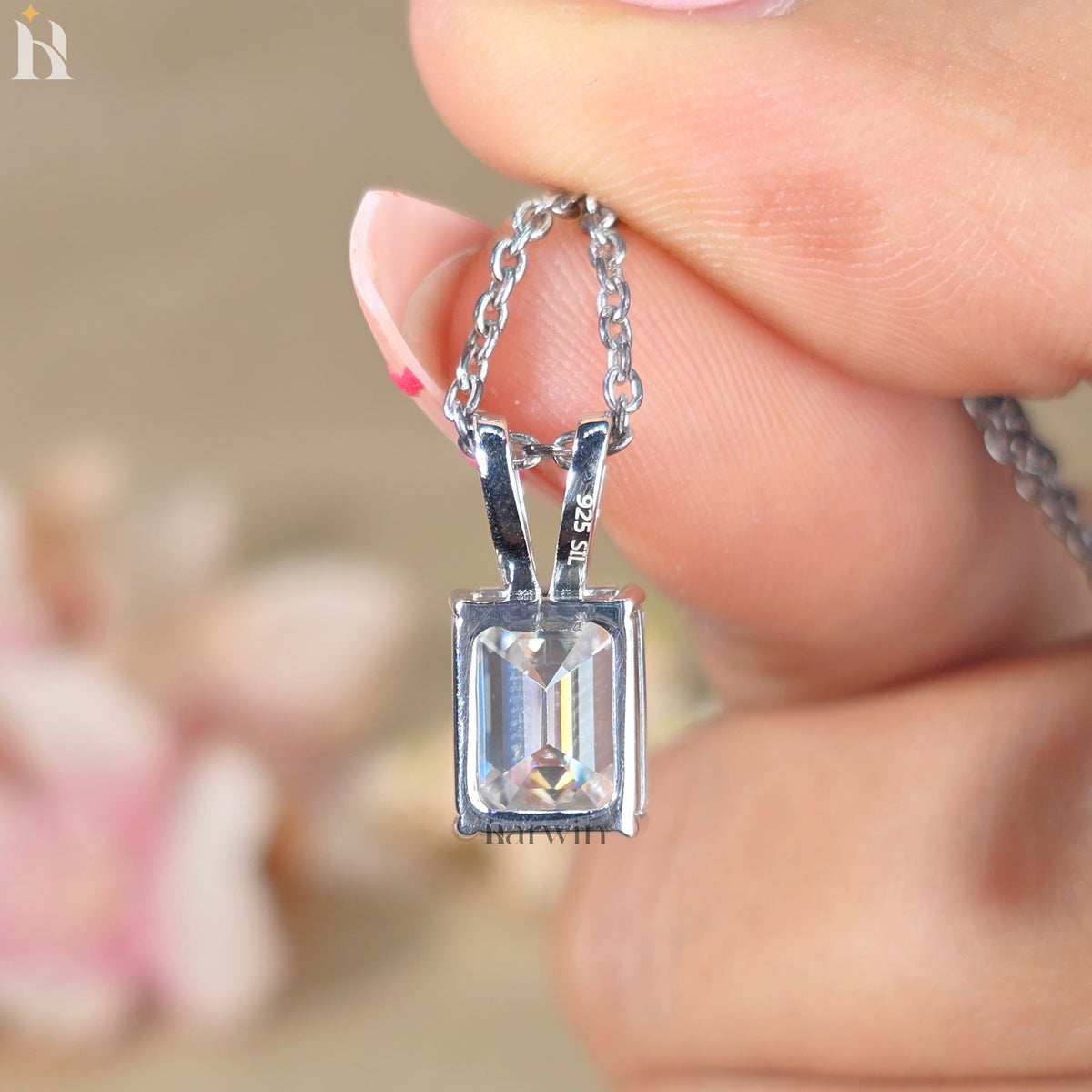 2.5CT Emerald Cut Pendant Necklace For Women Gifted Item For Her