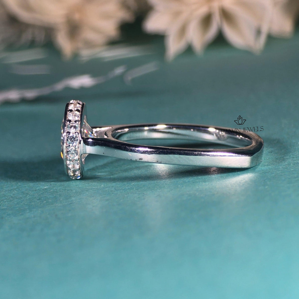 2CT Moissanite Solitaire Ring 14K Gold Hidden Halo Engagement Ring, Anniversary Gift for Women