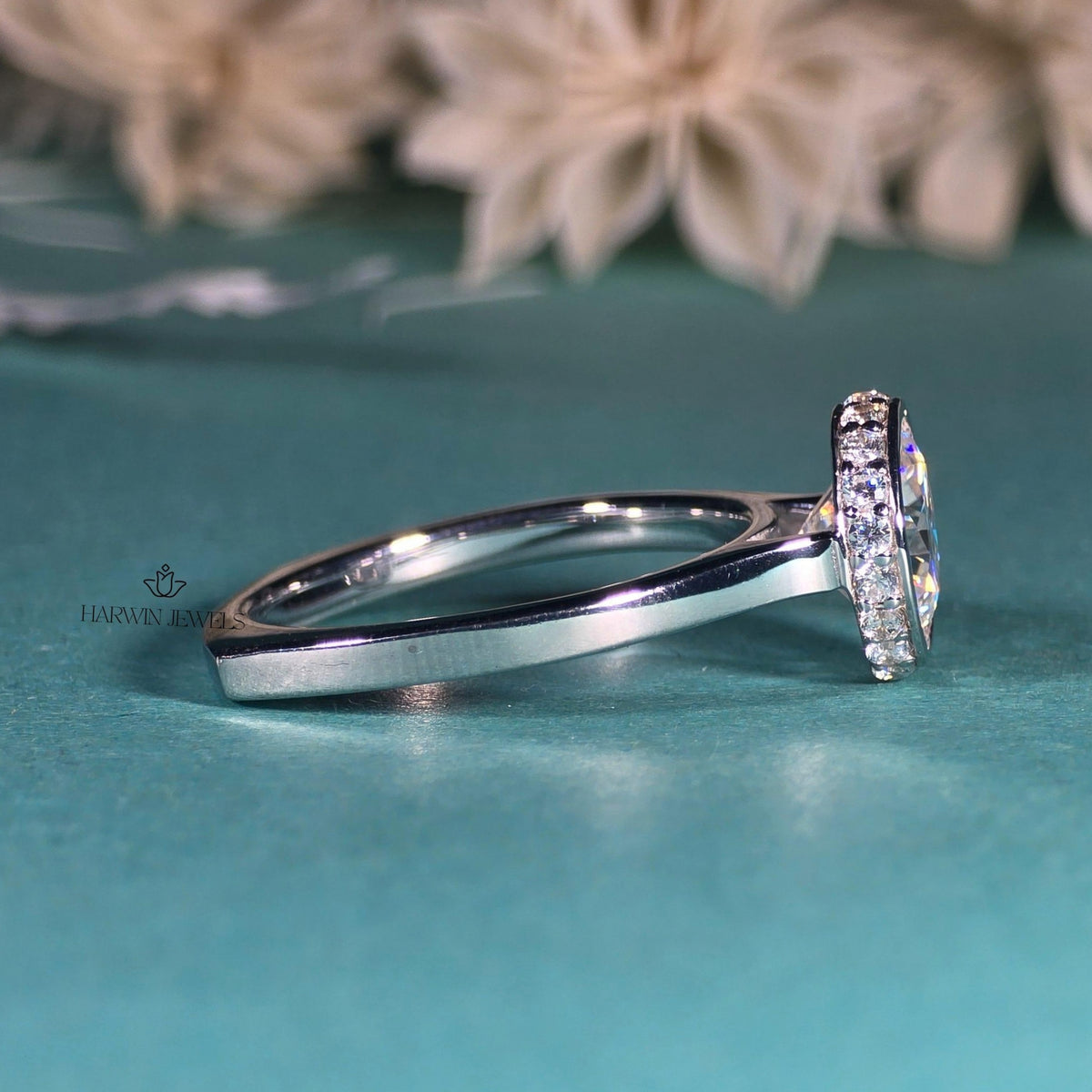 2CT Moissanite Solitaire Ring 14K Gold Hidden Halo Engagement Ring, Anniversary Gift for Women