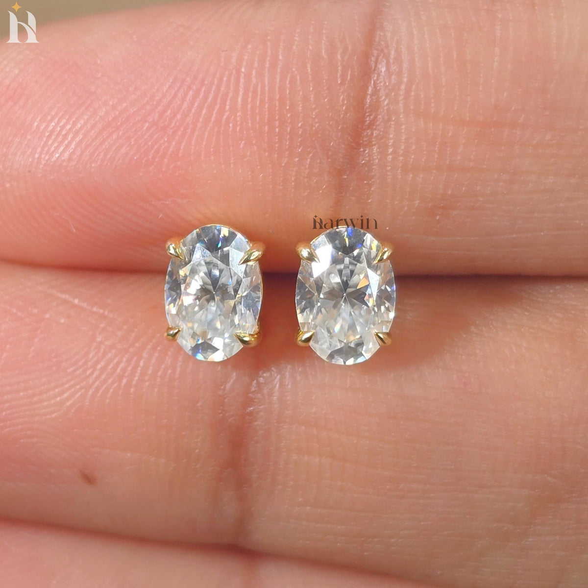 Sparking Oval Moissanite Solitaire Stud Earrings, Everyday Elegance, Bridal Jewelry Gift for Her