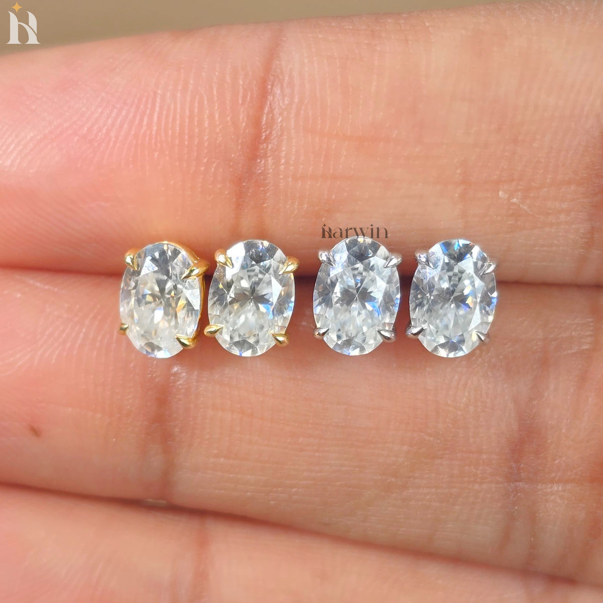 Sparking Oval Moissanite Solitaire Stud Earrings, Everyday Elegance, Bridal Jewelry Gift for Her