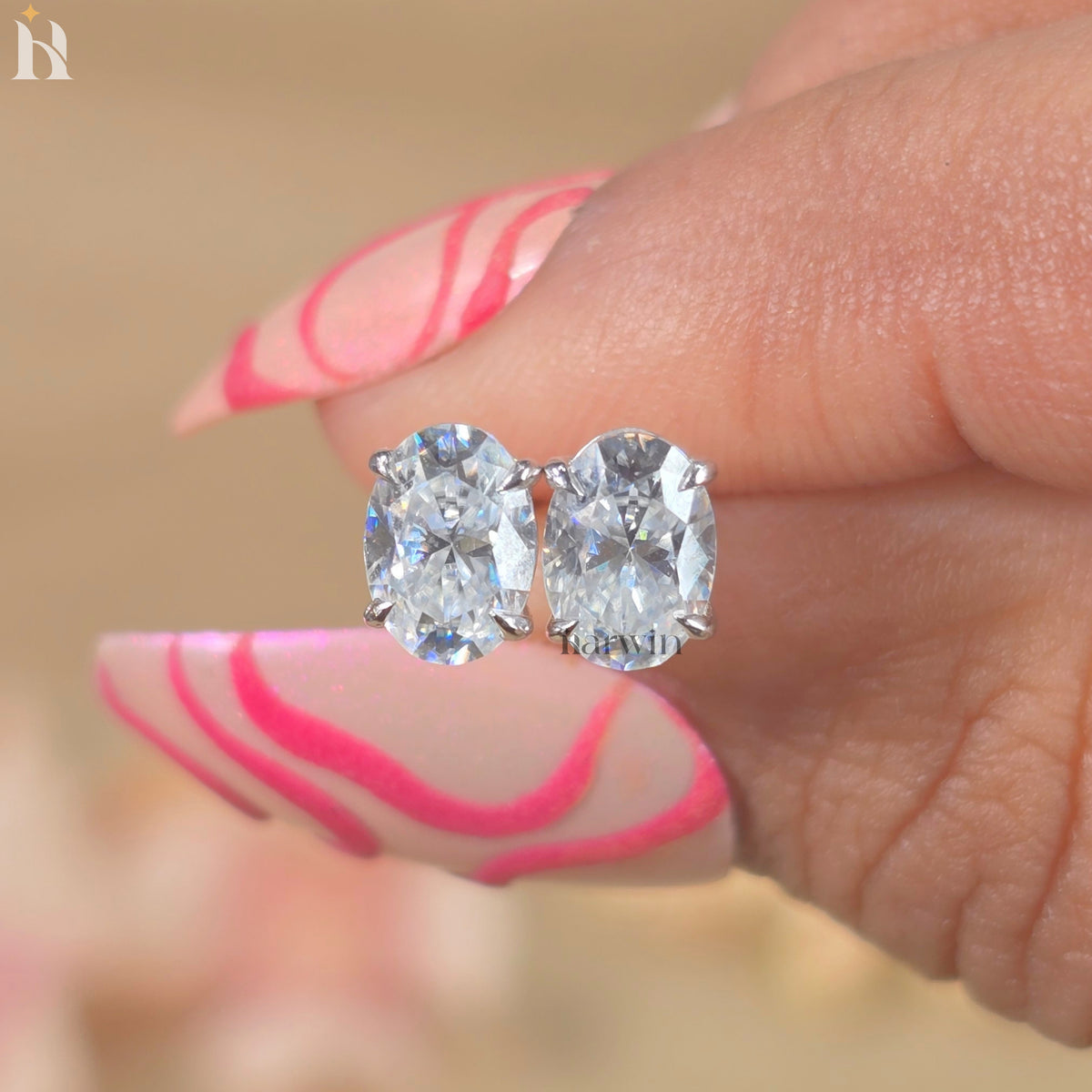 Sparking Oval Moissanite Solitaire Stud Earrings, Everyday Elegance, Bridal Jewelry Gift for Her