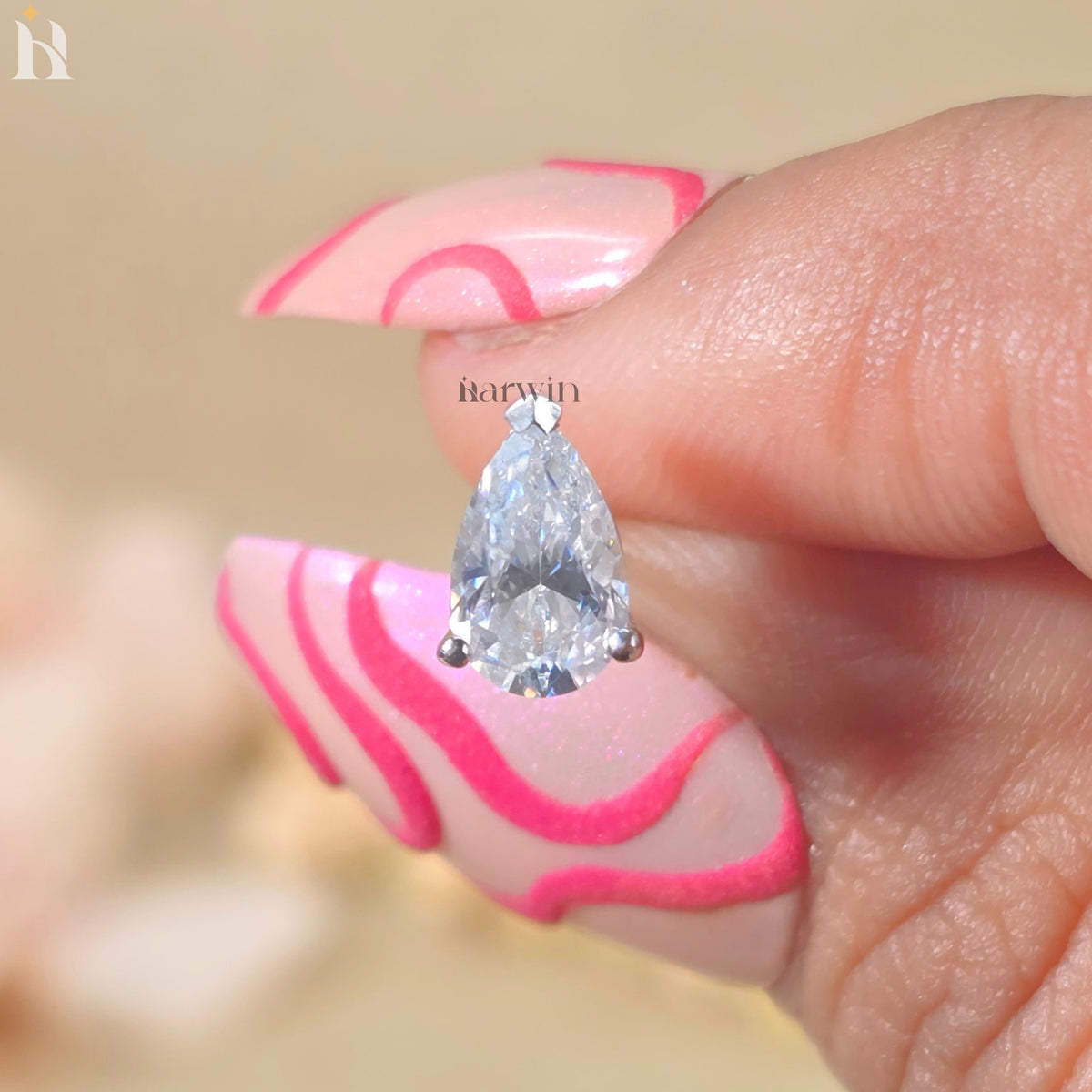 Pear Cut Moissanite Diamond Prong Setting Stud Earrings, Push Back Solitaire Earrings