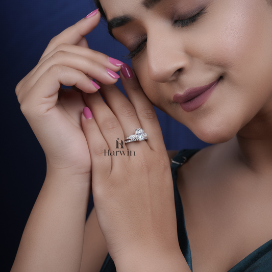 Cushion & Pear Three Stone Ring