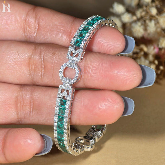 Princess Emerald Cut Tennis Bracelet, Moissanite Diamonds, 14K White Gold Plated