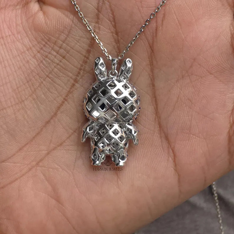 Colorful Blue Cubic Zirconia Labubu Chain