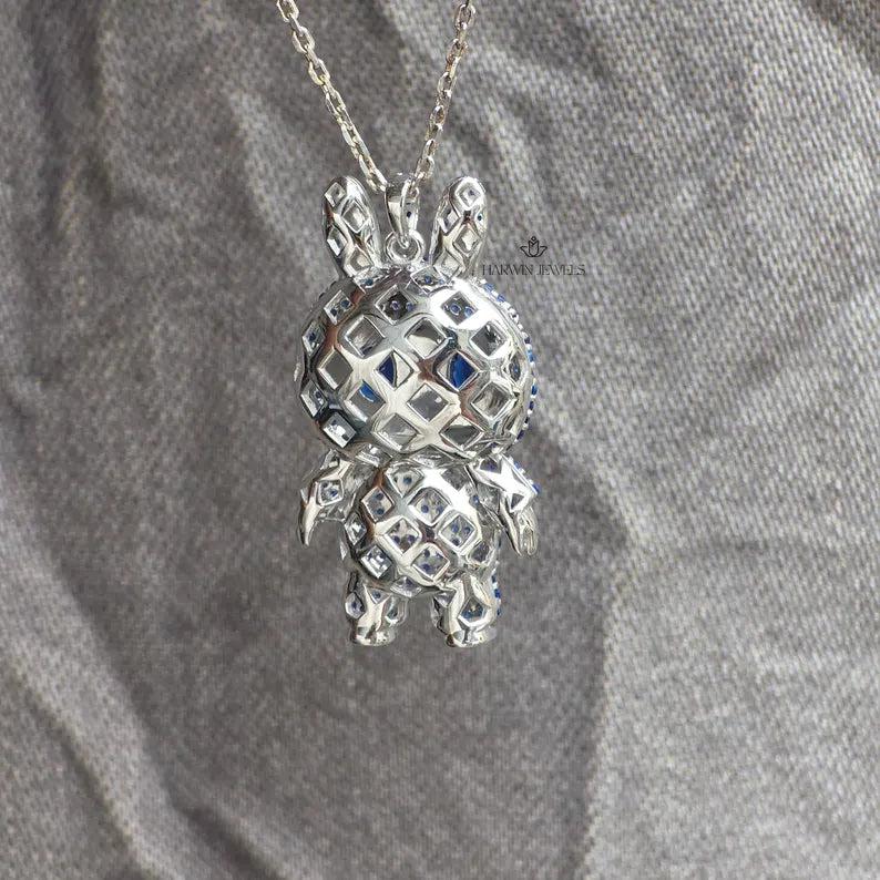 Colorful Blue Cubic Zirconia Labubu Chain