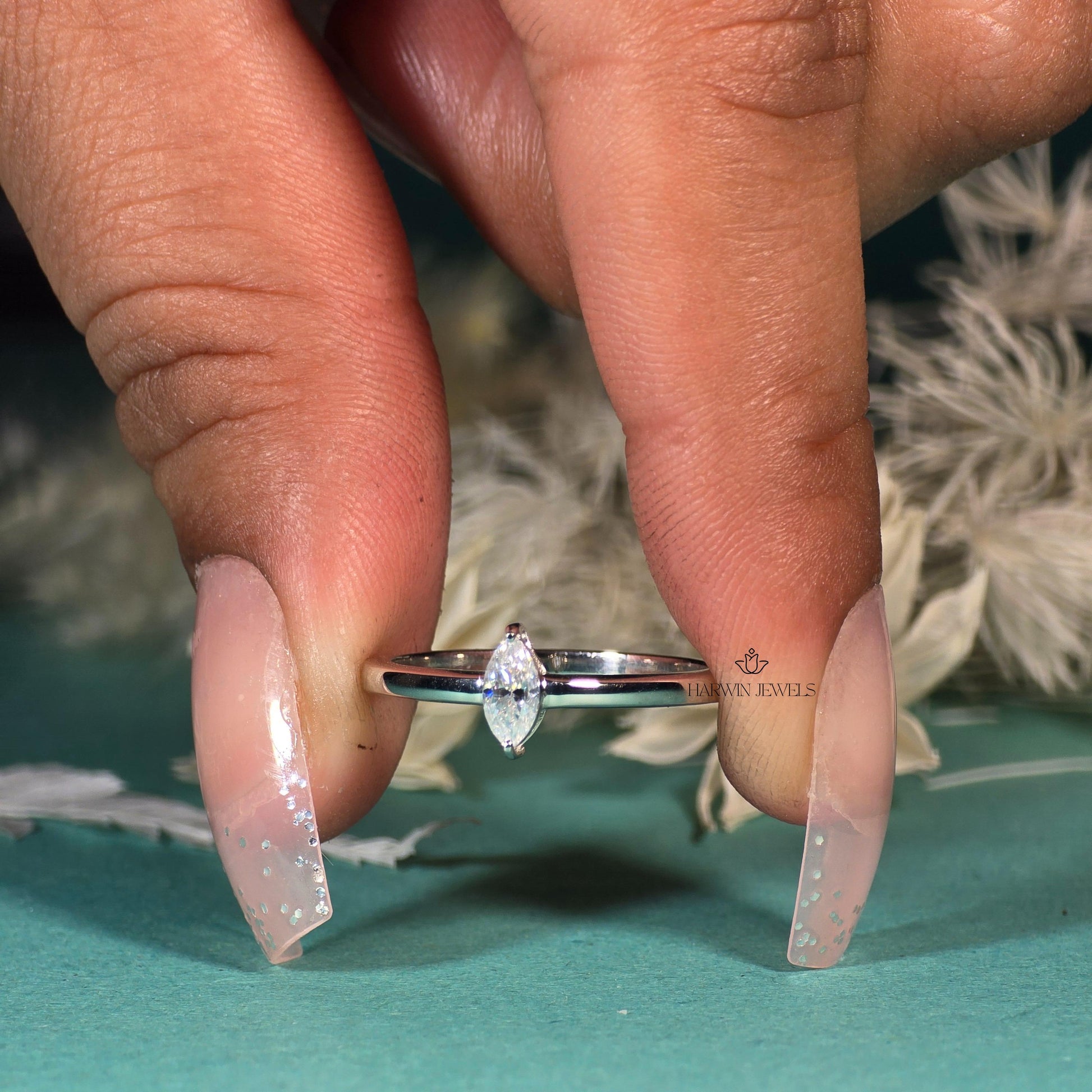 0.40 CT to 1.20 CT Solitaire Diamond Engagement Ring/Marquise Cut Lab Diamond Wedding Ring/Lab Grown Diamond Bridal Ring/10K Solid Gold Ring