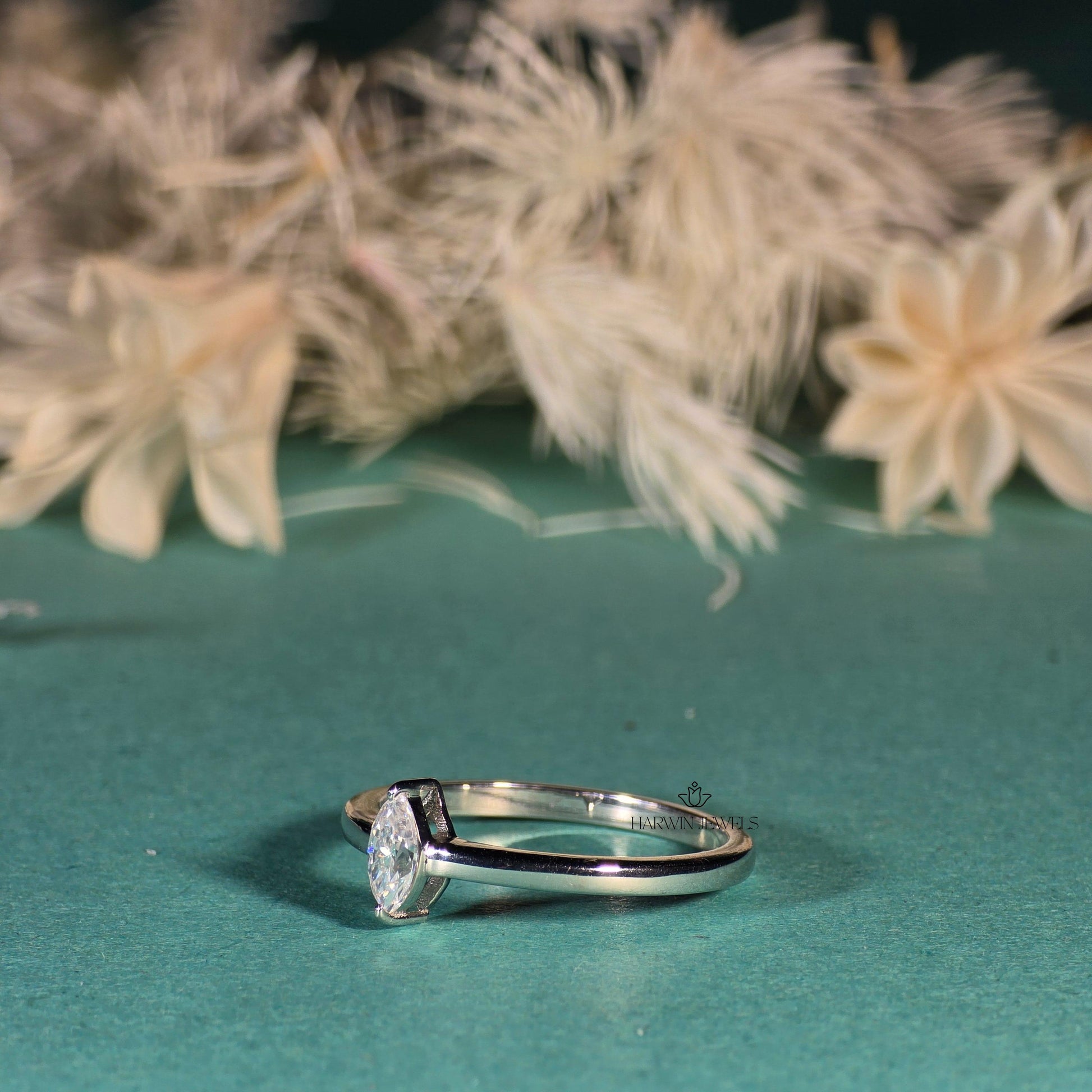 0.40 CT to 1.20 CT Solitaire Diamond Engagement Ring/Marquise Cut Lab Diamond Wedding Ring/Lab Grown Diamond Bridal Ring/10K Solid Gold Ring