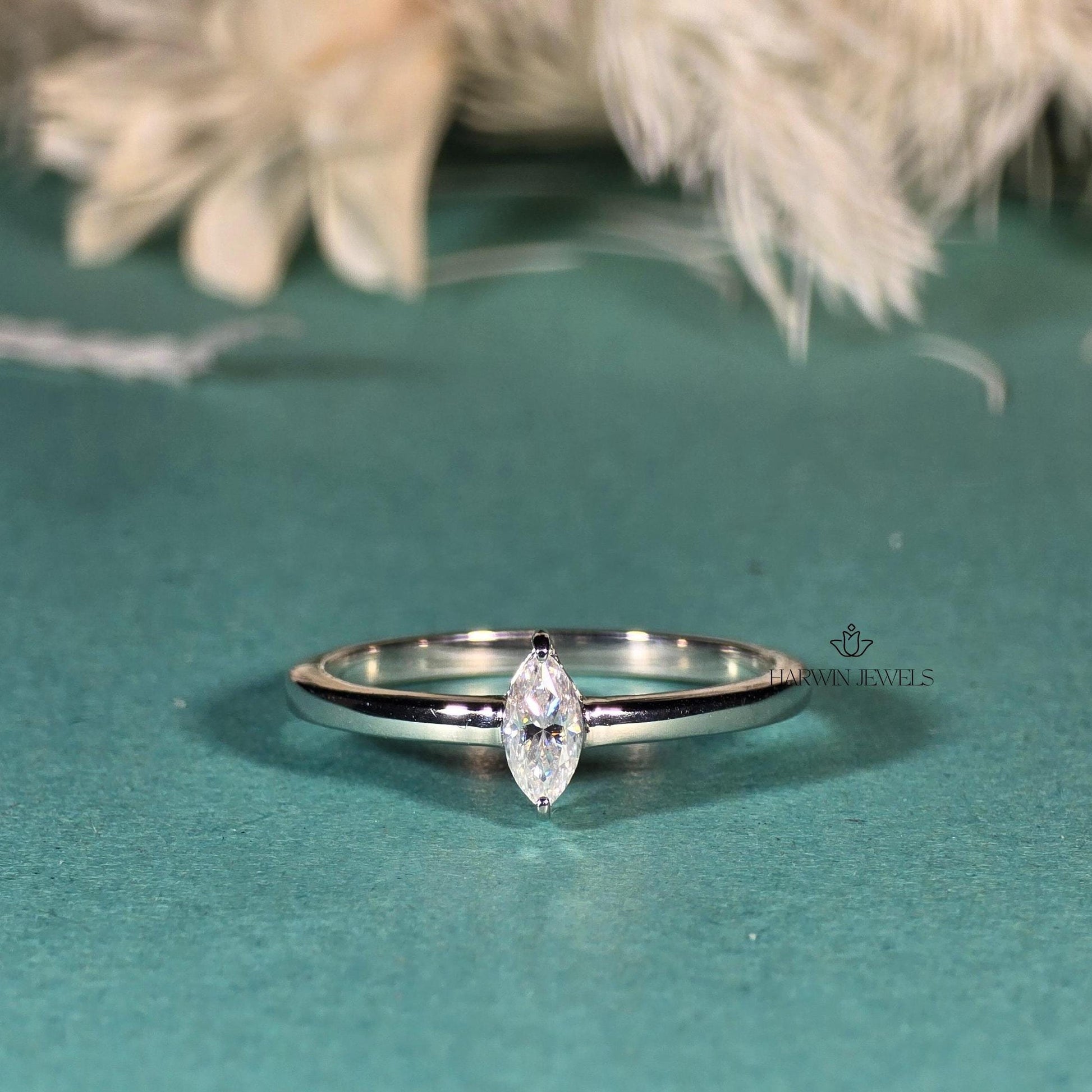 0.40 CT to 1.20 CT Solitaire Diamond Engagement Ring/Marquise Cut Lab Diamond Wedding Ring/Lab Grown Diamond Bridal Ring/10K Solid Gold Ring