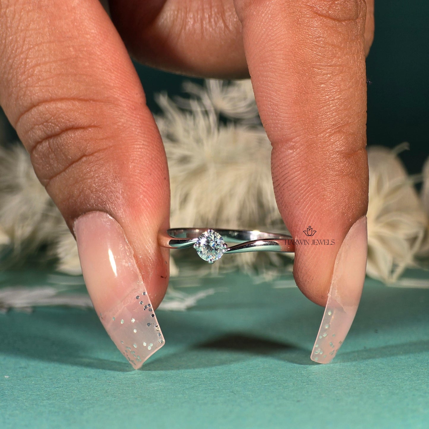 0.25CT to 0.75 CT Tension Set diamond Wedding Ring, Round Cut Colorless Lab Grown Diamond Engagement Ring, 14K White Gold Unique Ring