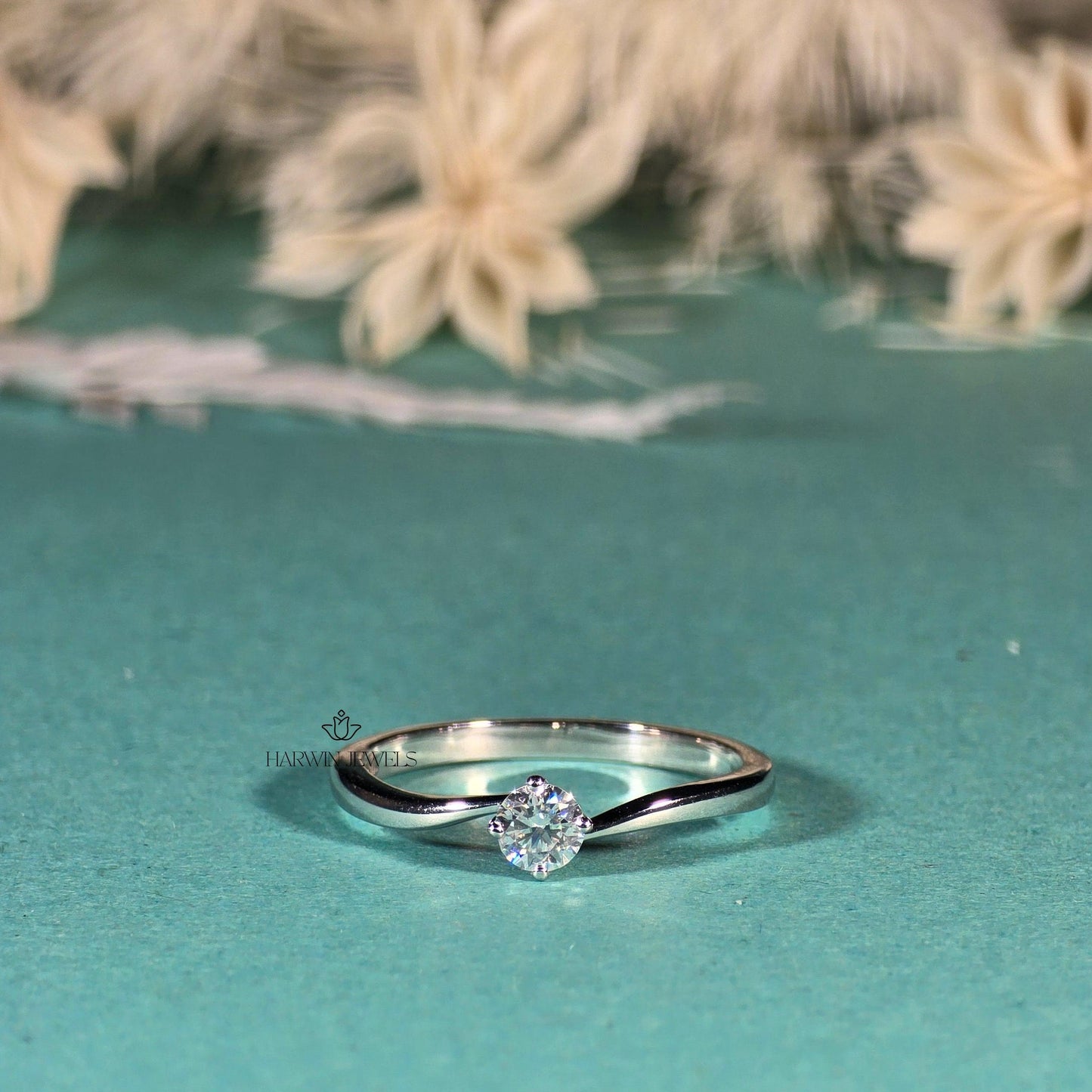 0.25CT to 0.75 CT Tension Set diamond Wedding Ring, Round Cut Colorless Lab Grown Diamond Engagement Ring, 14K White Gold Unique Ring