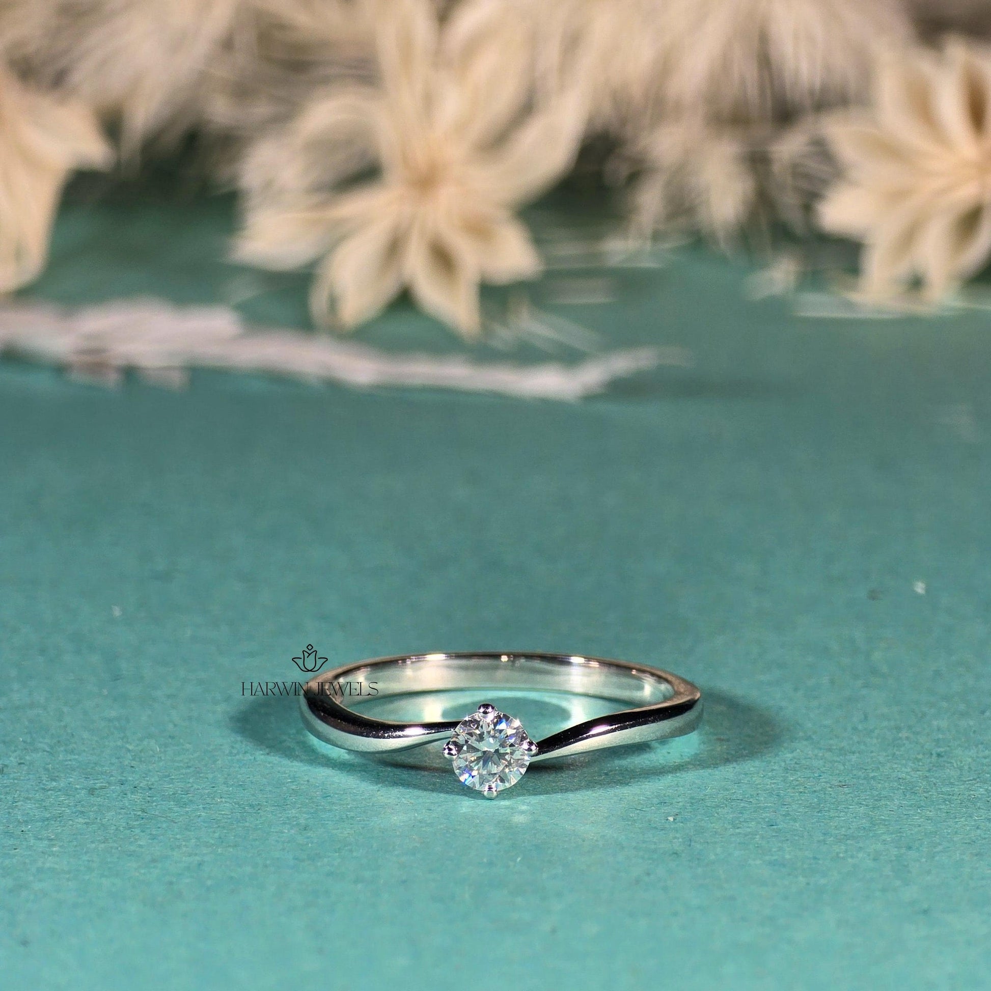 0.25CT to 0.75 CT Tension Set diamond Wedding Ring, Round Cut Colorless Lab Grown Diamond Engagement Ring, 14K White Gold Unique Ring