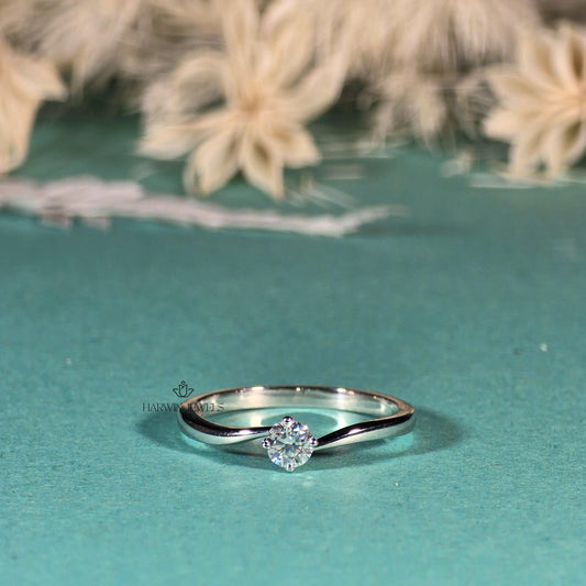 0.25CT to 0.75 CT Tension Set diamond Wedding Ring, Round Cut Colorless Lab Grown Diamond Engagement Ring, 14K White Gold Unique Ring