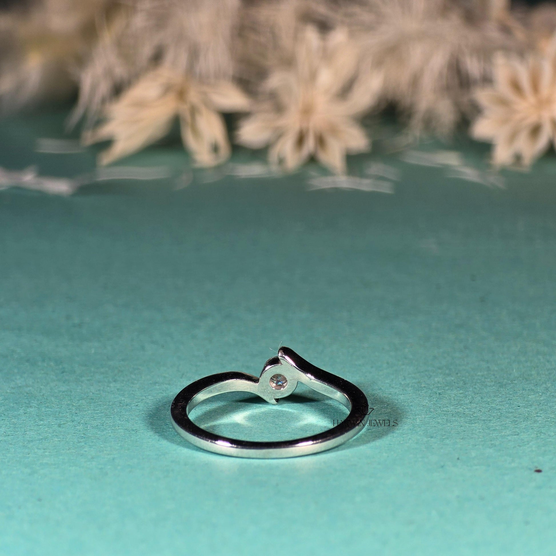 Bypass Shank Tension Set diamond Wedding Ring,0.40CT to 1.20CT Round Cut Colorless Lab Grown Diamond Wedding Ring,14K White Gold Unique Ring