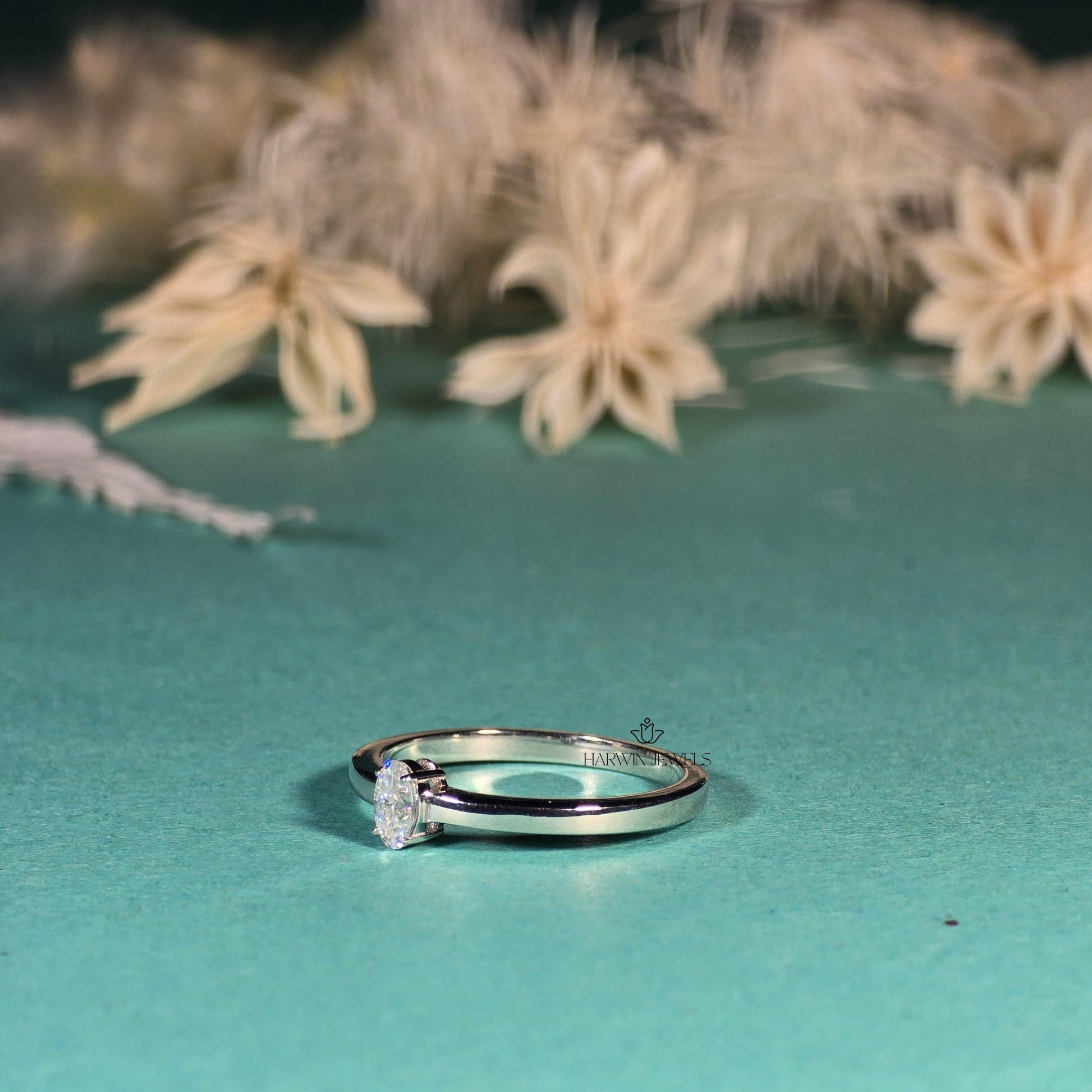 Oval Cut Lab Diamond Engagement Ring, Solid 14k White Gold Solitaire Ring, Proposal Ring,0.30CT to 0.75 CT Anniversary Rings, Proposal Ring