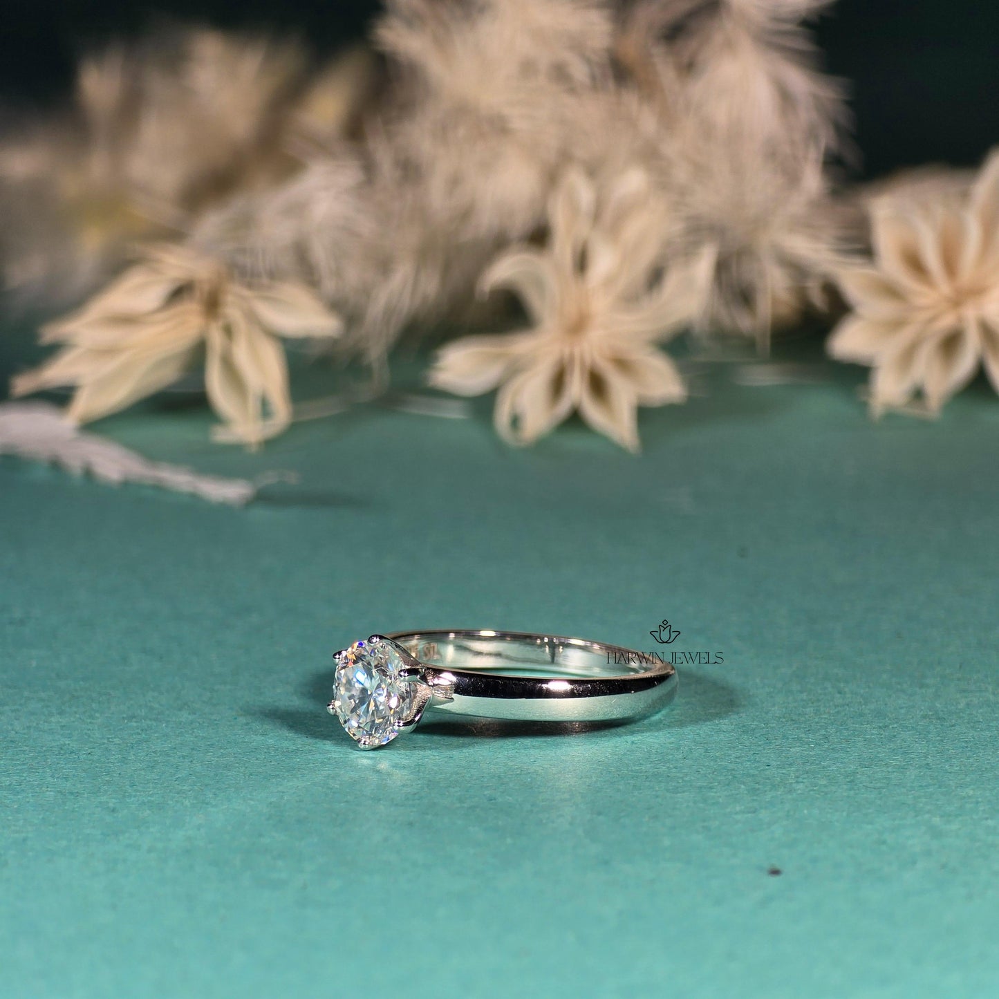 1.0 CT to 1.75 CT Round Brilliant Cut Lab Grown Diamond Solitaire Engagement Ring, 6 Prong Solitaire Ring, 14k White Gold CVD Lab Created