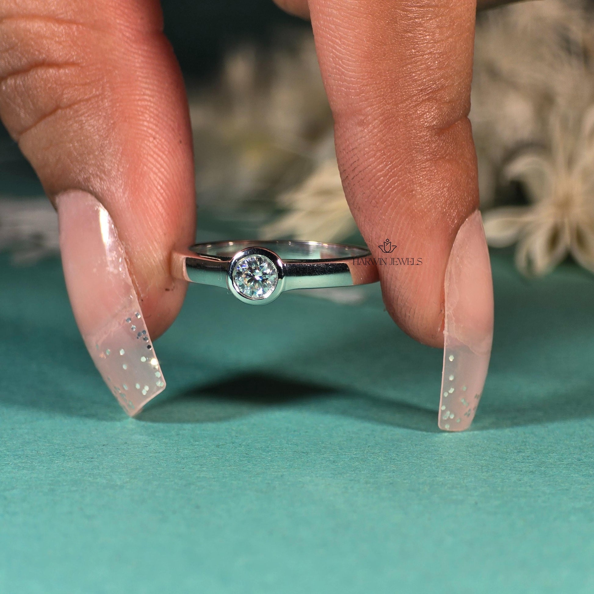 0.30CT to 0.75 CT Round Brilliant Cut Lab Grown Diamond Solitaire Ring, Lab Grown Diamond Wedding Ring, Round Cut Solitaire Bezel Set Ring