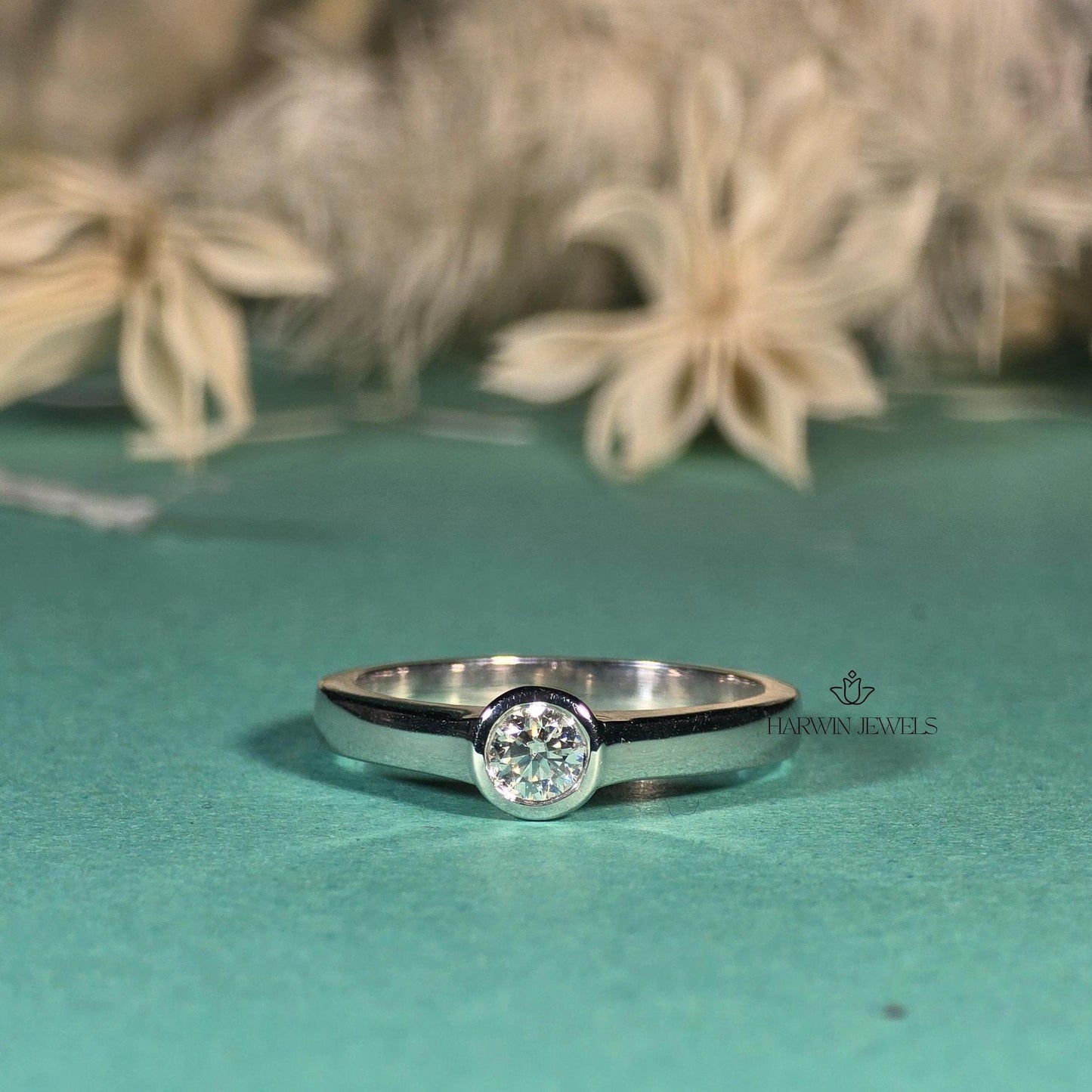 0.30CT to 0.75 CT Round Brilliant Cut Lab Grown Diamond Solitaire Ring, Lab Grown Diamond Wedding Ring, Round Cut Solitaire Bezel Set Ring