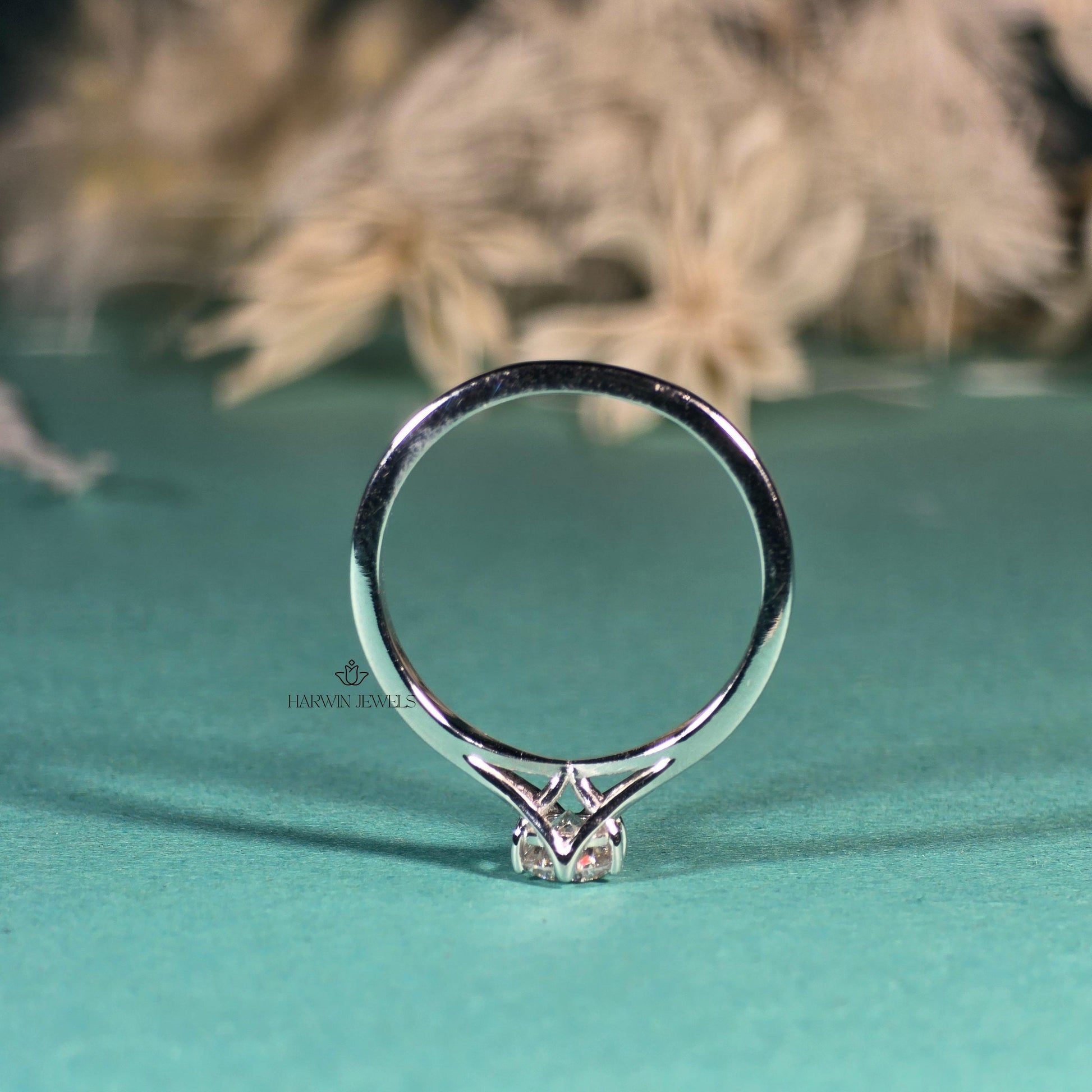 Round Brilliant Cut Lab Grown Diamond Solitaire Engagement Ring, 6 Prongs 14k White Gold , 0.75CT to 1.25CT Lab Diamond Anniversary Ring