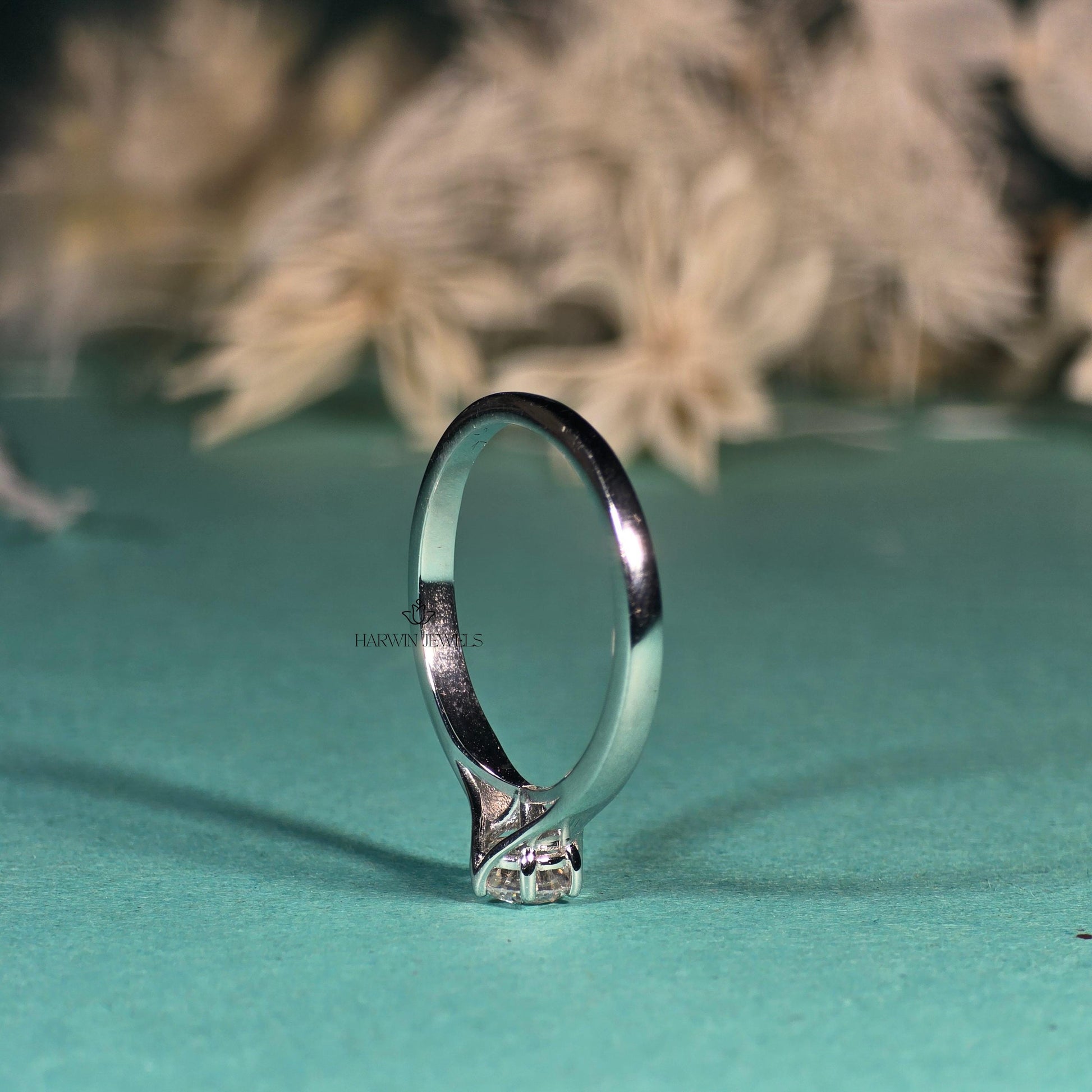 Round Brilliant Cut Lab Grown Diamond Solitaire Engagement Ring, 6 Prongs 14k White Gold , 0.75CT to 1.25CT Lab Diamond Anniversary Ring