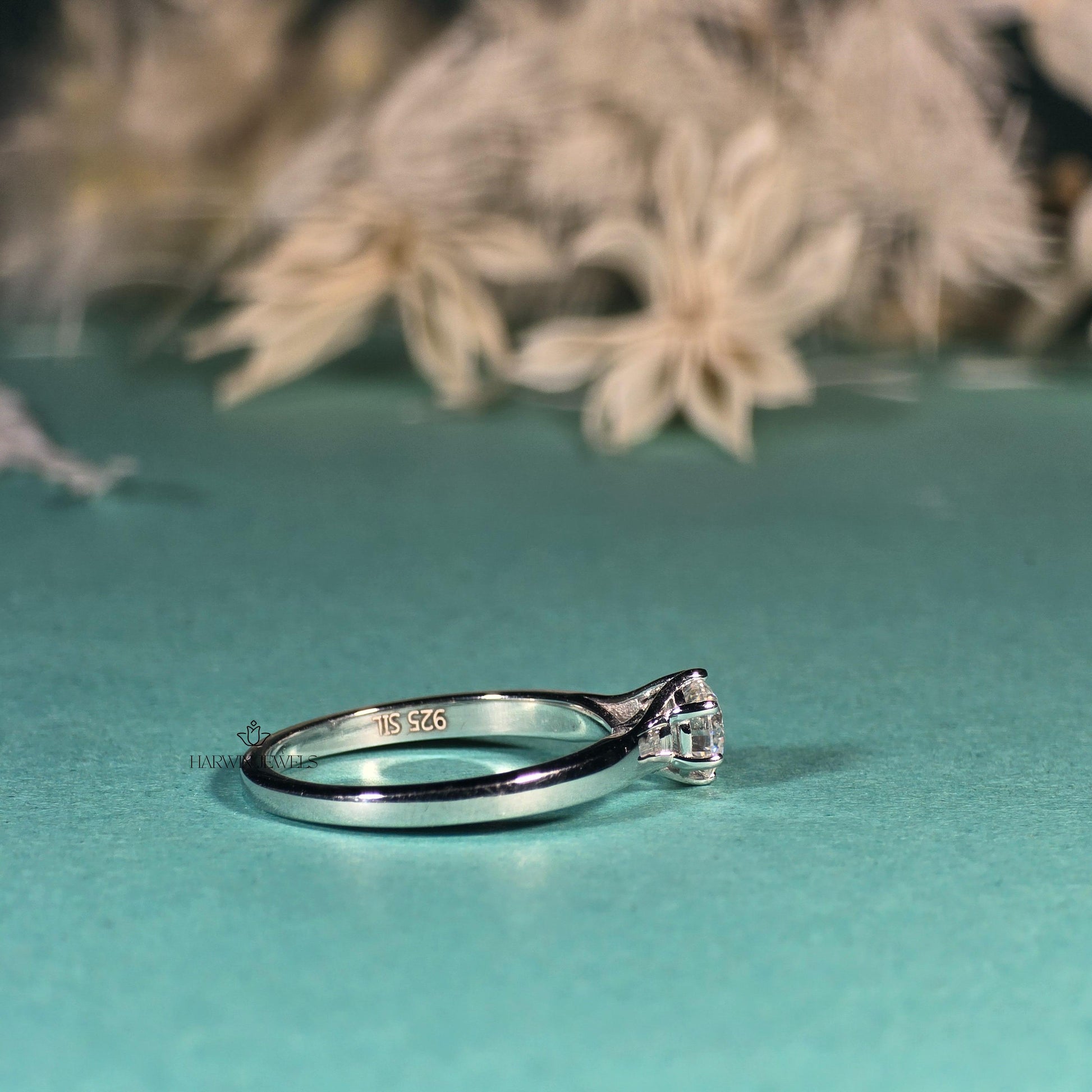 Round Brilliant Cut Lab Grown Diamond Solitaire Engagement Ring, 6 Prongs 14k White Gold , 0.75CT to 1.25CT Lab Diamond Anniversary Ring