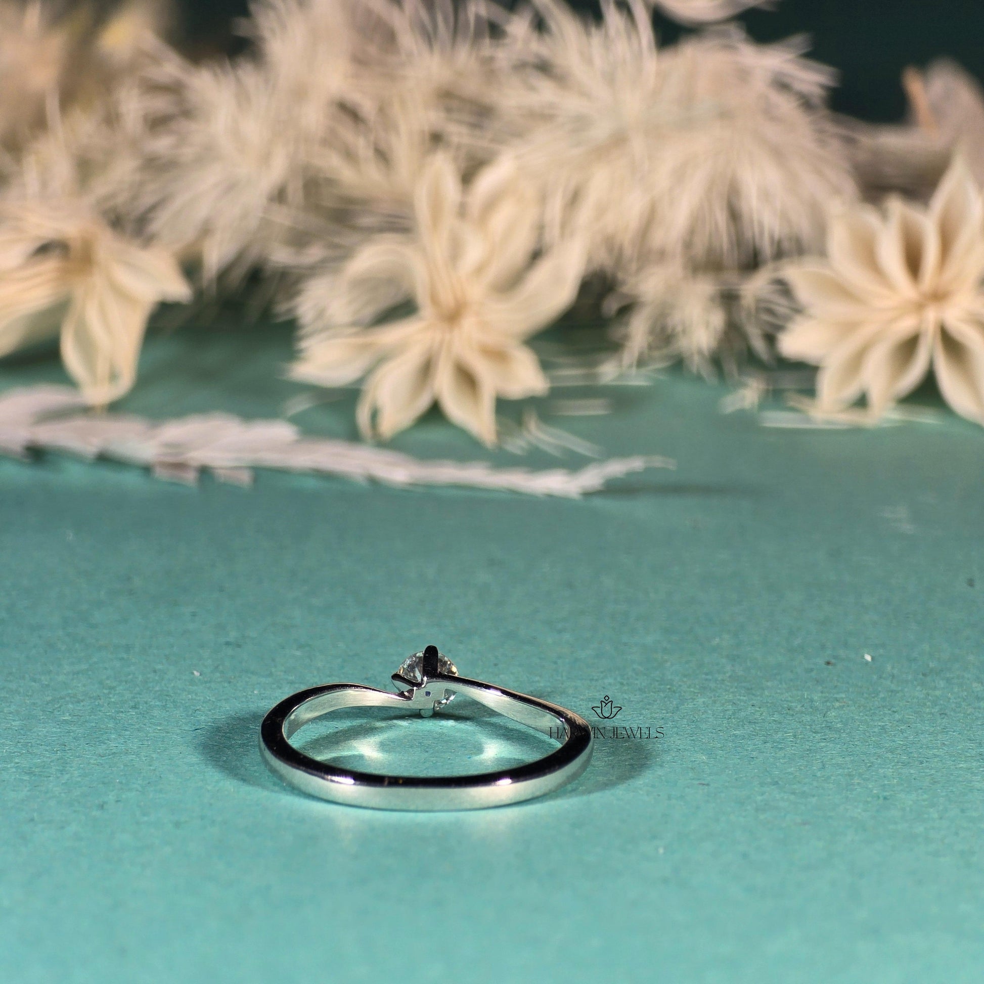 0.25CT to 0.75 CT Tension Set diamond Wedding Ring, Round Cut Colorless Lab Grown Diamond Engagement Ring, 14K White Gold Unique Ring