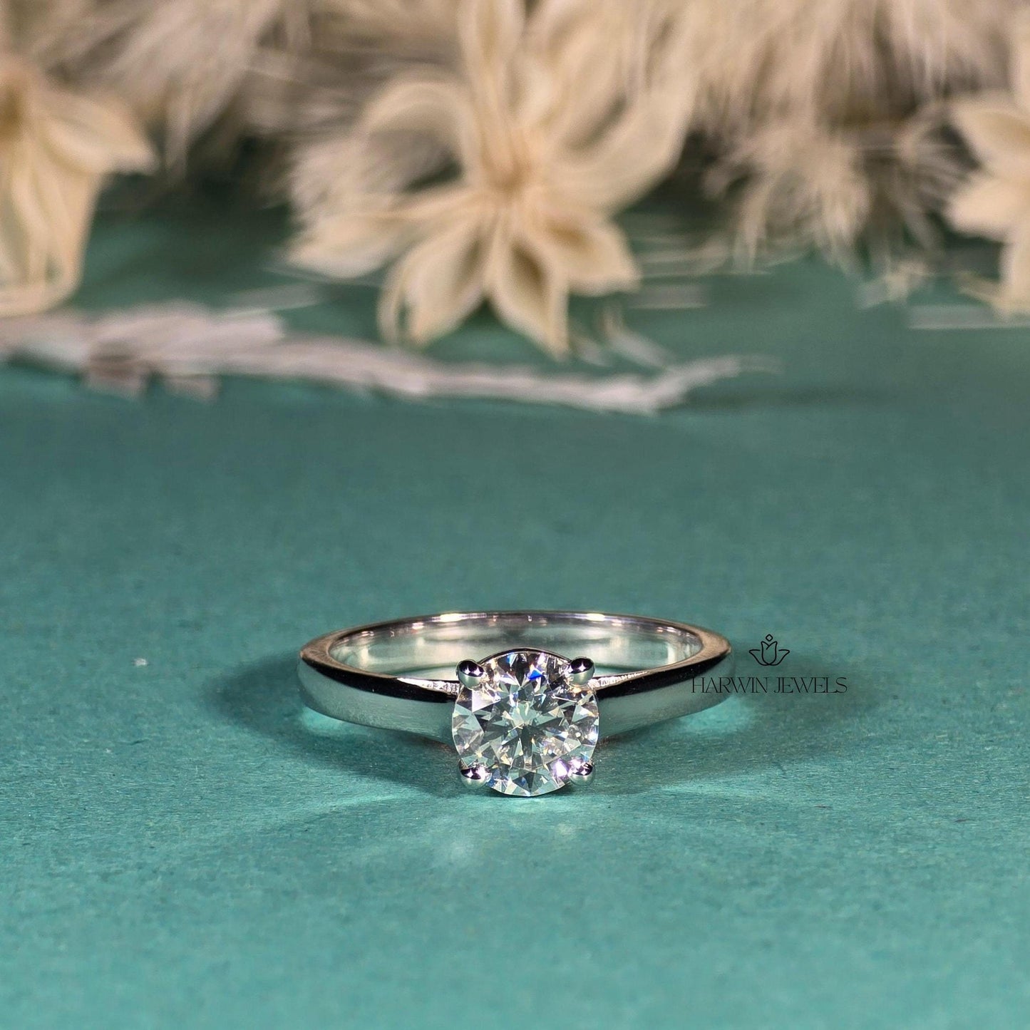 1.0 CT to 1.75 CT Round Lab Diamond Solitaire Ring / Lab Diamond wedding Ring/ White Gold Created Diamond Ring For Women /4 Prongs Ring