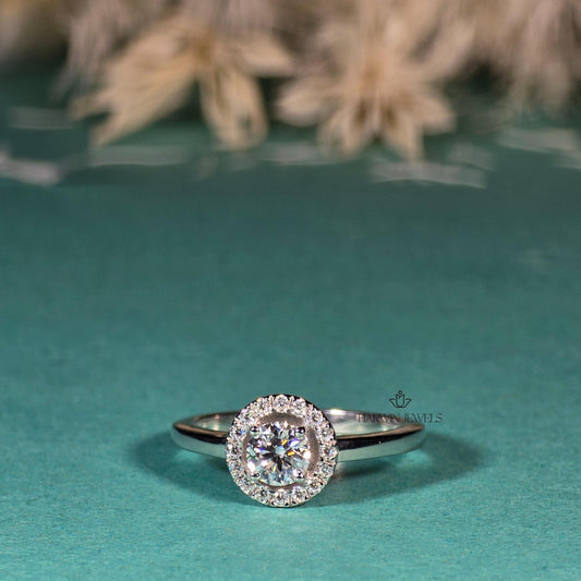 0.75CT to 1.25CTRound Lab Grown Diamond Wedding Ring,Halo Engagement Ring for Her,Bridal Ring, Anniversary Gift,Proposal Ring for Girlfriend