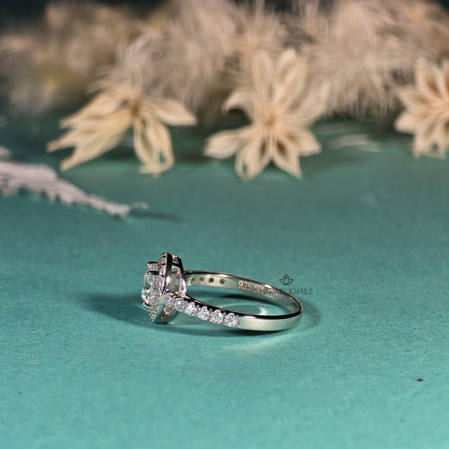 Round Brilliant Cut Lab Grown Diamond Ring, Halo Engagement Ring, 0.75CT to 1.25CT Anniversary Ring, Pave Wedding Ring, 14k White Gold