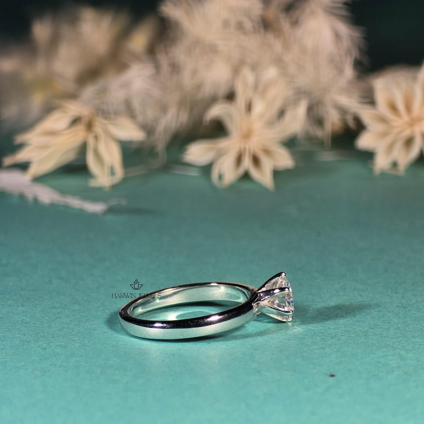 1.0 CT to 1.75 CT Round Brilliant Cut Lab Grown Diamond Solitaire Engagement Ring, 6 Prong Solitaire Ring, 14k White Gold CVD Lab Created