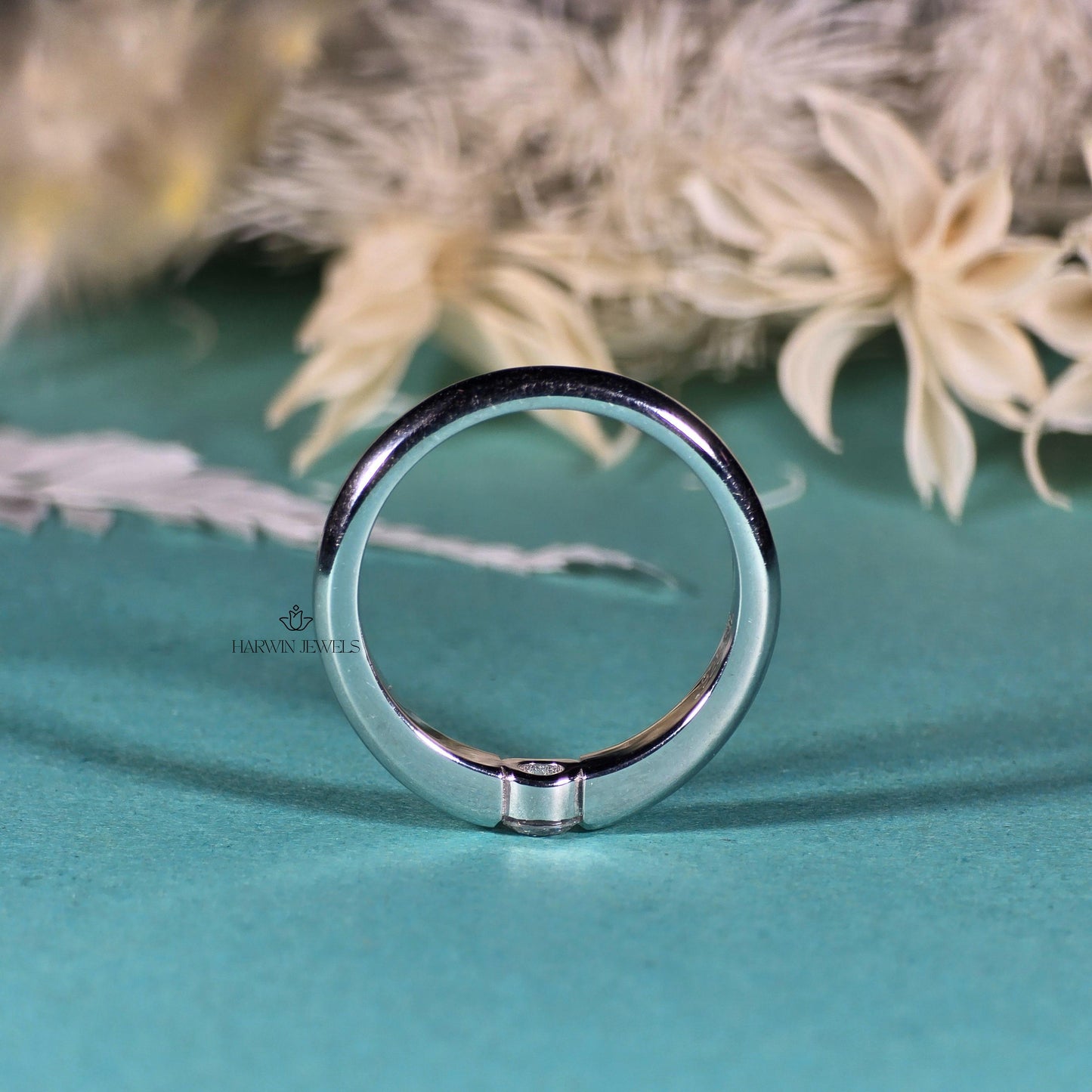 0.5CT to 1.5CT IGI Certified Lab Grown Diamond 18K White Gold Engagement Ring Unique Tension Set Diamond Promise Ring Wedding Ring for Her