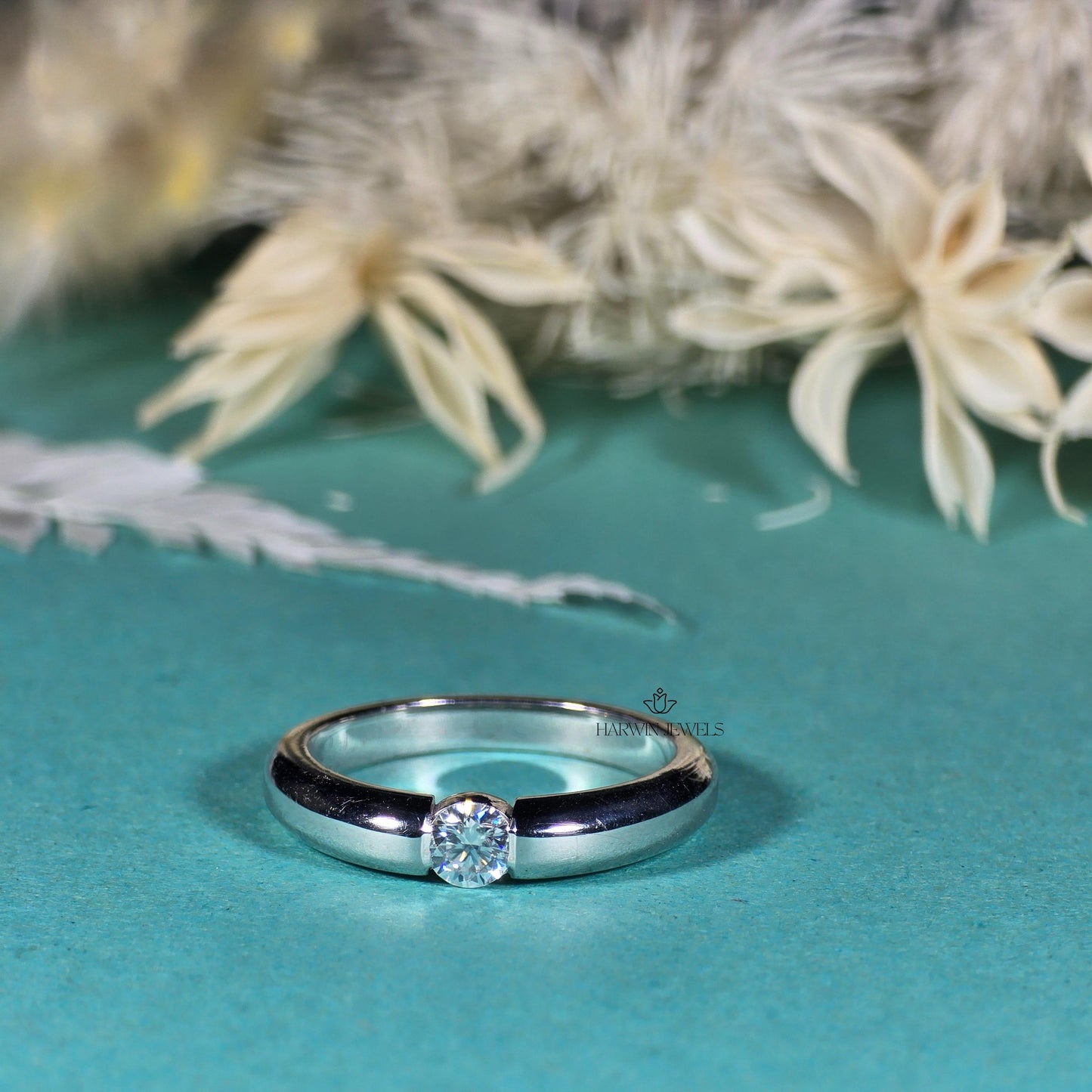 0.5CT to 1.5CT IGI Certified Lab Grown Diamond 18K White Gold Engagement Ring Unique Tension Set Diamond Promise Ring Wedding Ring for Her