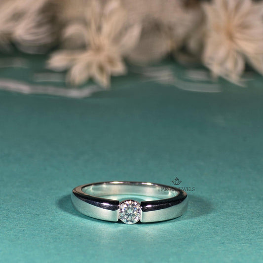 0.30CT to 0.75CT Round Cut Diamond Solitaire Ring, Tension Set Ring, Engagement Ring,925 Sterling Silver Ring, Valentine Gift For Her