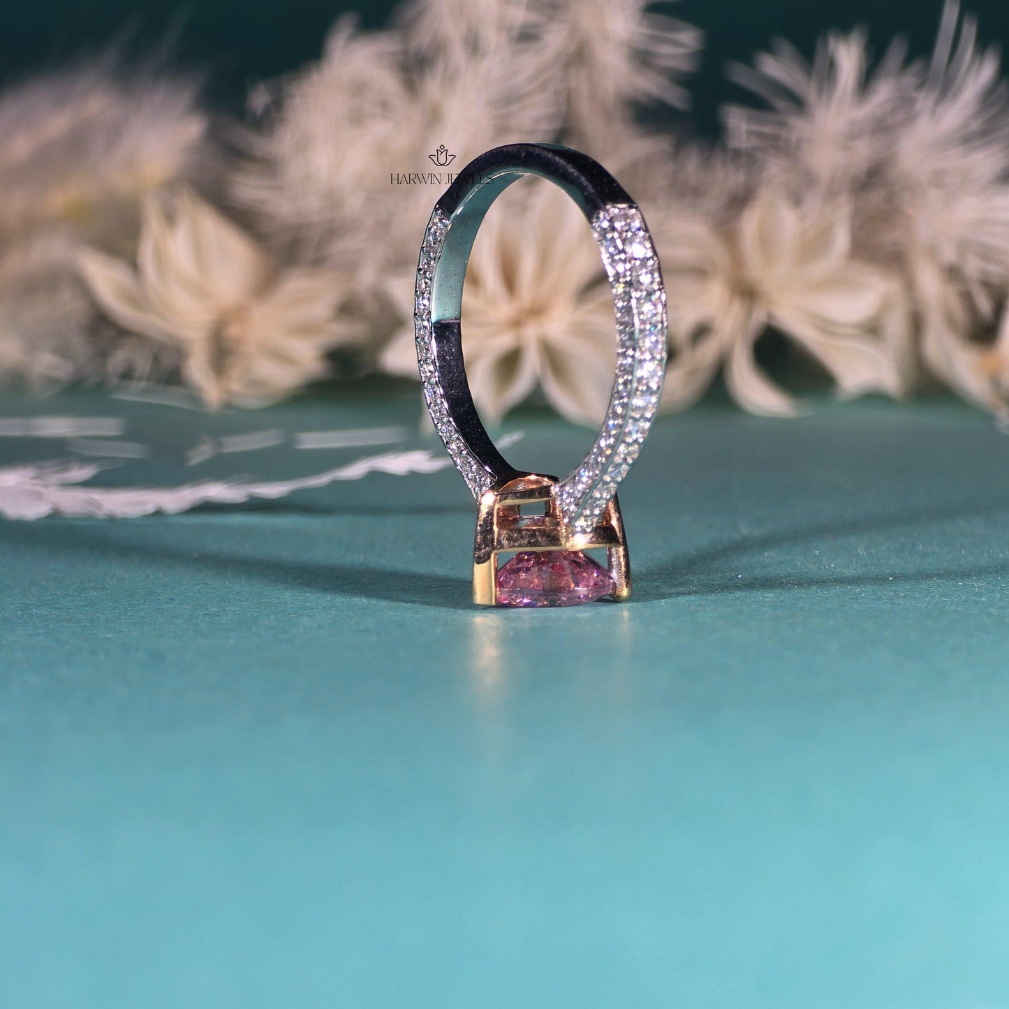 Pink Heart Moissanite Engagement Ring | Pink Heart Cut Ring | 2CT | Wedding Solitaire Ring 14K Solid White Gold Ring/ Promise Designer Ring