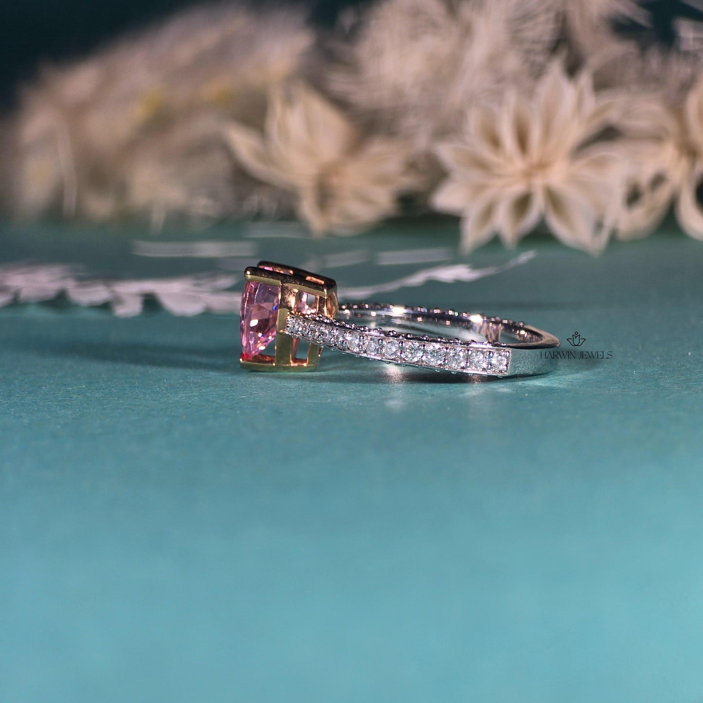 Pink Heart Moissanite Engagement Ring | Pink Heart Cut Ring | 2CT | Wedding Solitaire Ring 14K Solid White Gold Ring/ Promise Designer Ring