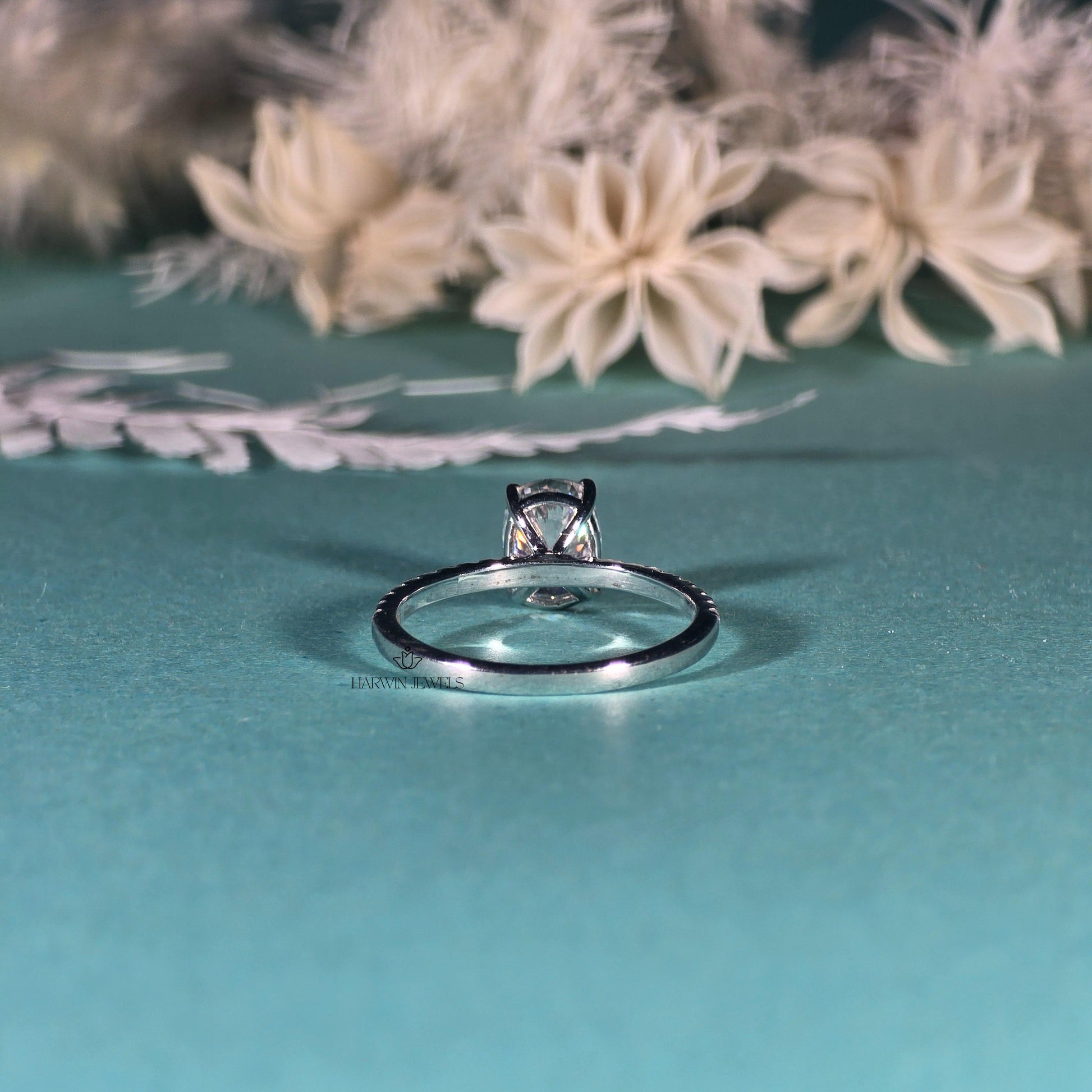 Elongated Cushion Cut Engagement Ring for Women, 3.0carat Moissanite/ Promise Ring Gift For Her , 14K White Gold Pave Set Ring, Promise Ring